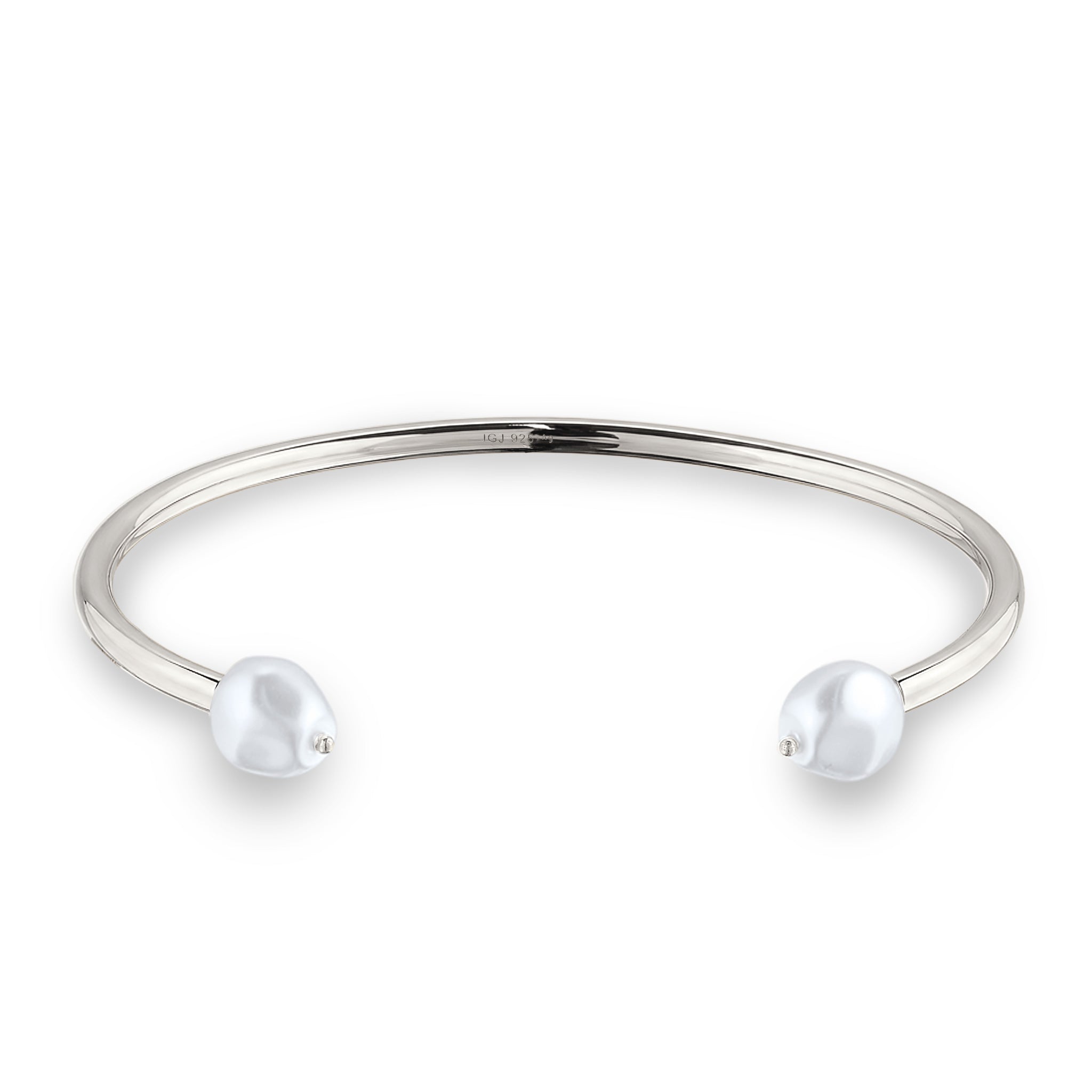 Silber - Elli PREMIUM | Armreif | Mit Perlen von Swarovski® (Weiß) | 925 Sterling Silber