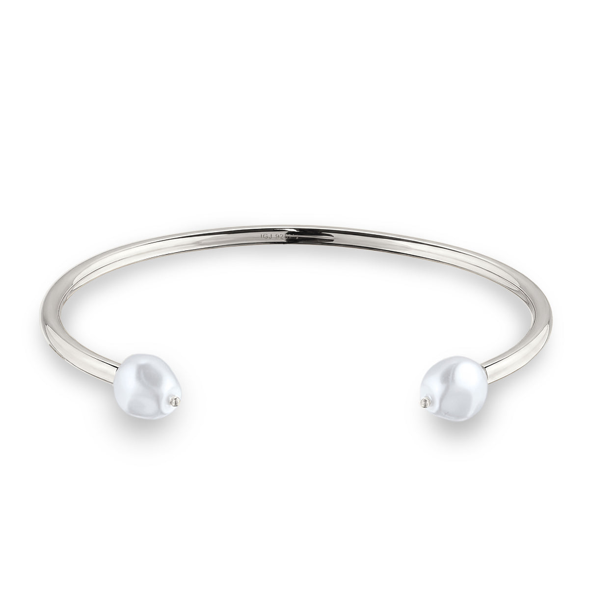 Silber - Elli PREMIUM | Armreif | Mit Perlen von Swarovski® (Weiß) | 925 Sterling Silber