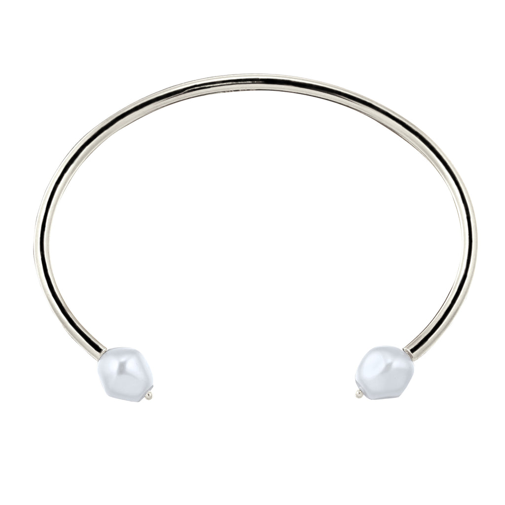 Silber - Elli PREMIUM | Armreif | Mit Perlen von Swarovski® (Weiß) | 925 Sterling Silber