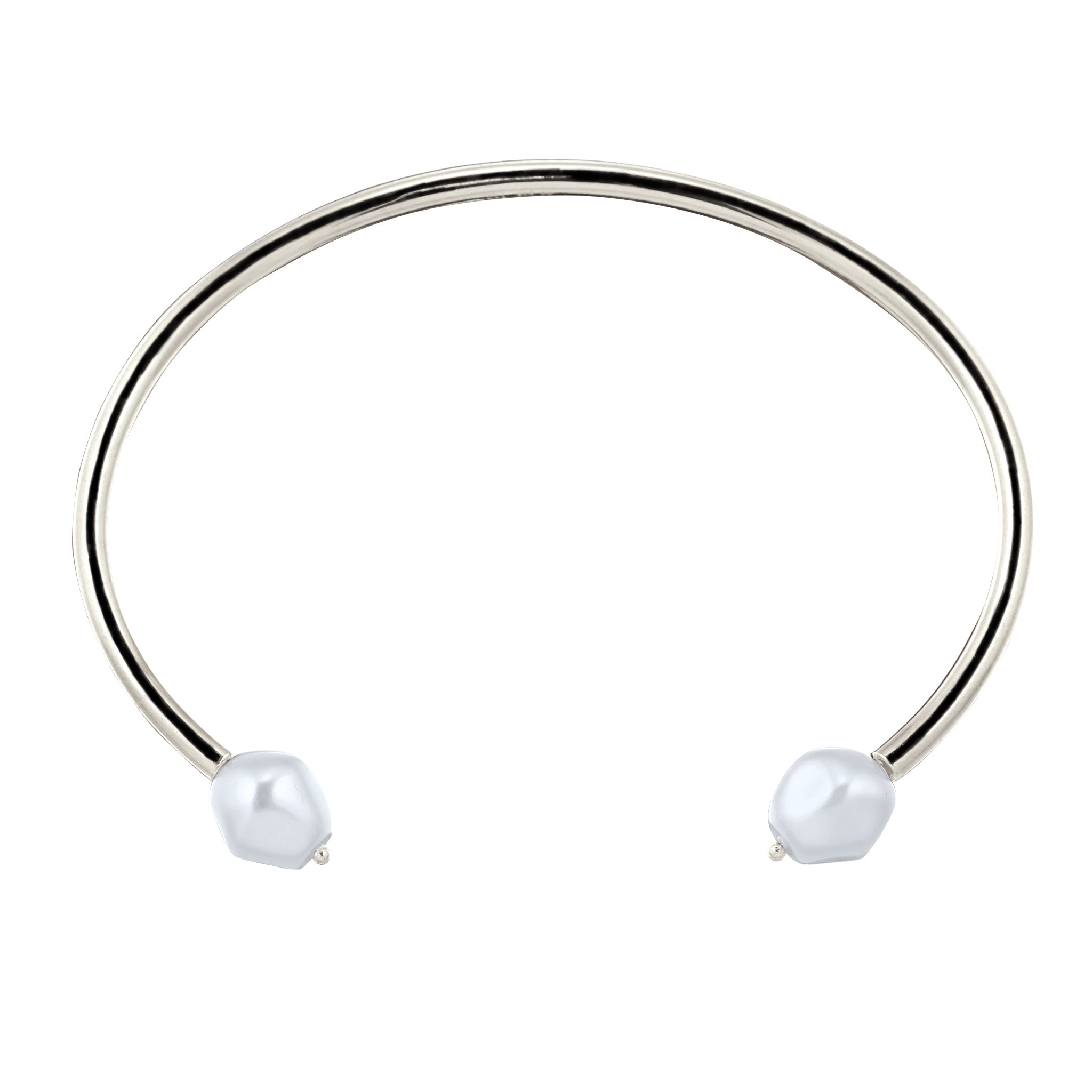 Silber - Elli PREMIUM | Armreif | Mit Perlen von Swarovski® (Weiß) | 925 Sterling Silber