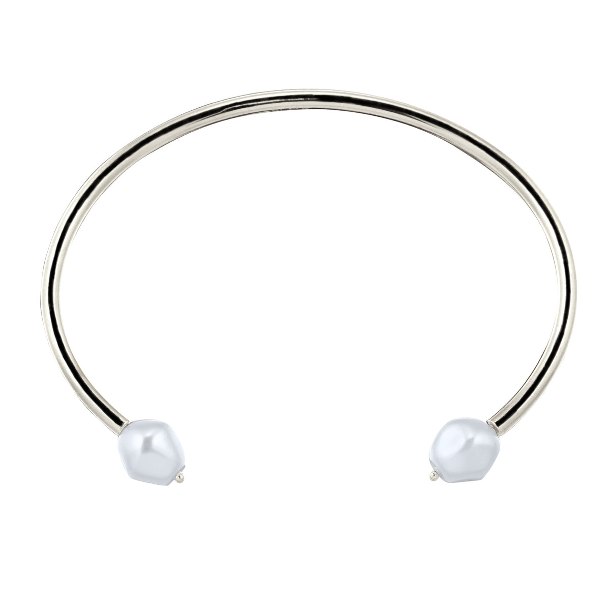 Silber - Elli PREMIUM | Armreif | Mit Perlen von Swarovski® (Weiß) | 925 Sterling Silber