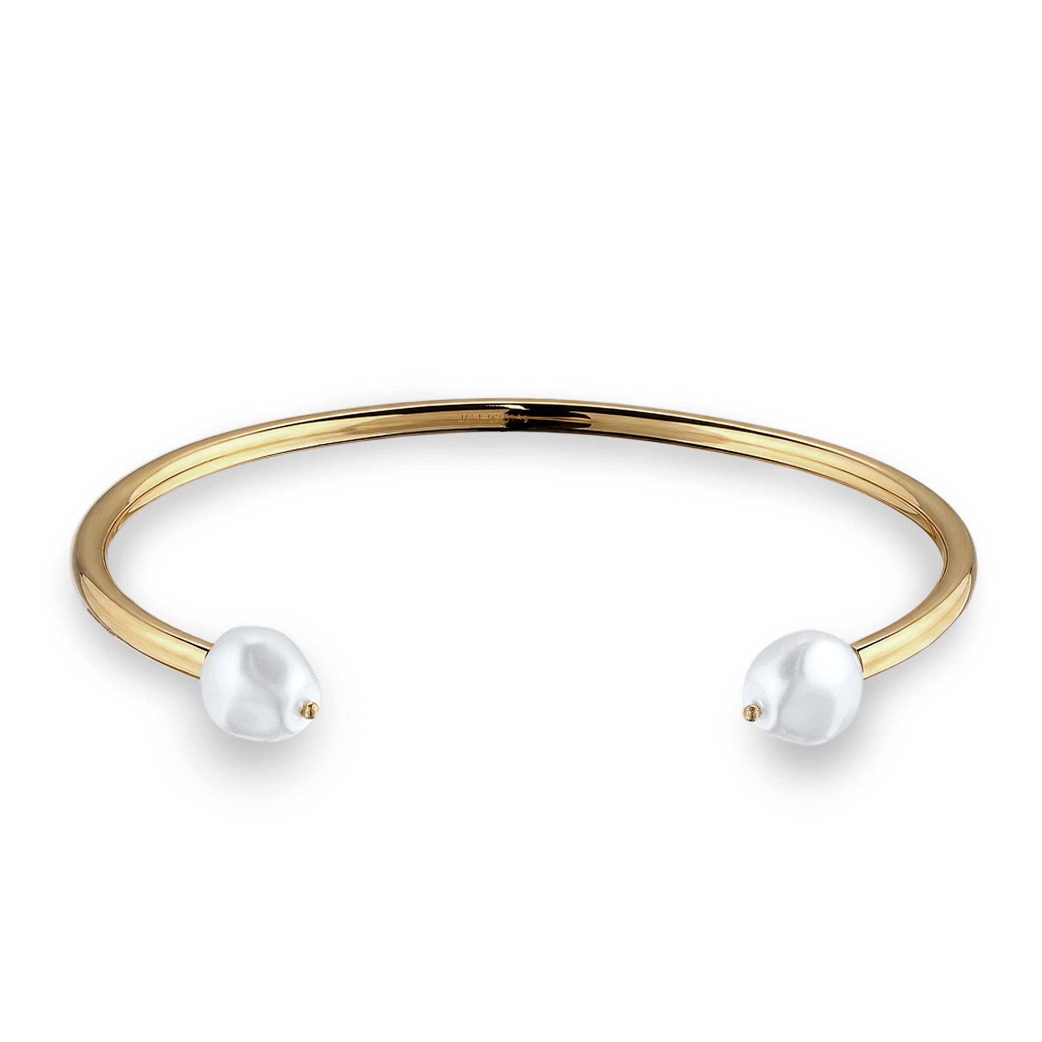 Gold - Elli PREMIUM | Armreif | Mit Perlen von Swarovski® (Weiß) | 925 Sterling Silber vergoldet