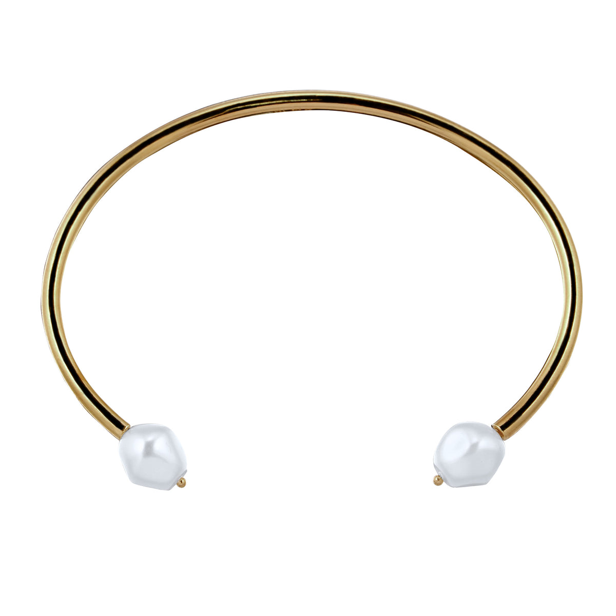Gold - Elli PREMIUM | Armreif | Mit Perlen von Swarovski® (Weiß) | 925 Sterling Silber vergoldet