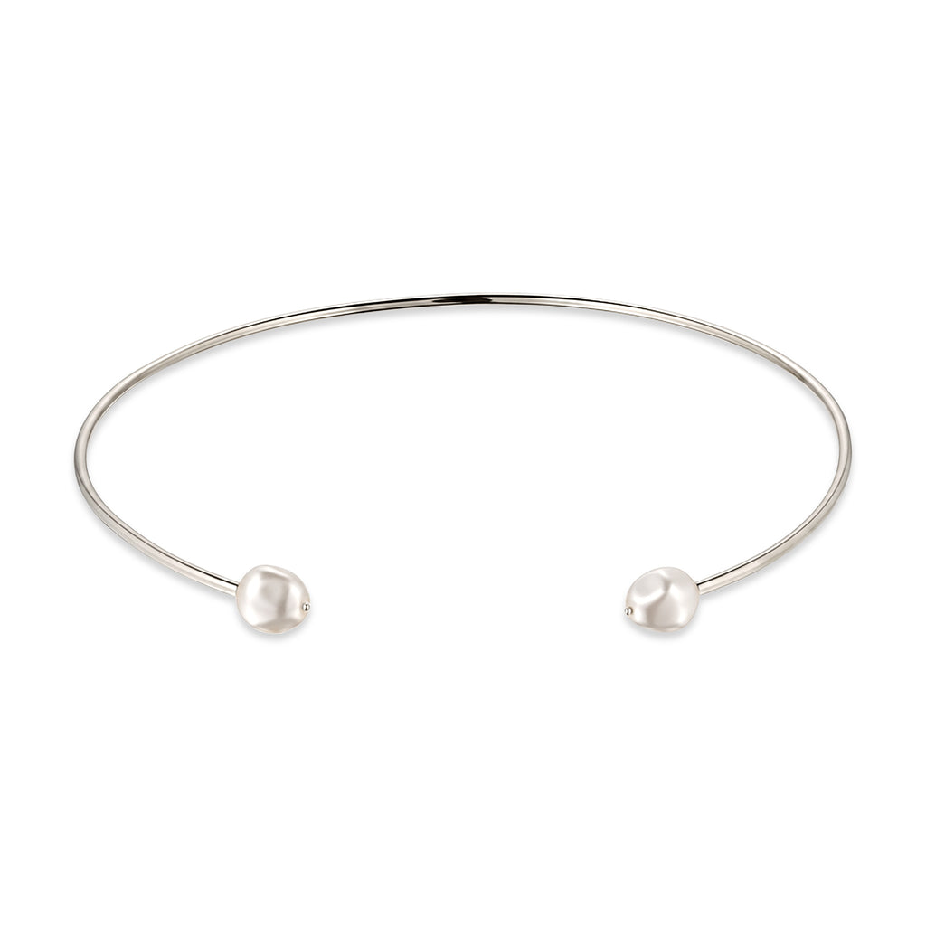 Silber - Elli PREMIUM | Halsreif | Mit Perlen von Swarovski® (Weiß) | 925 Sterling Silber