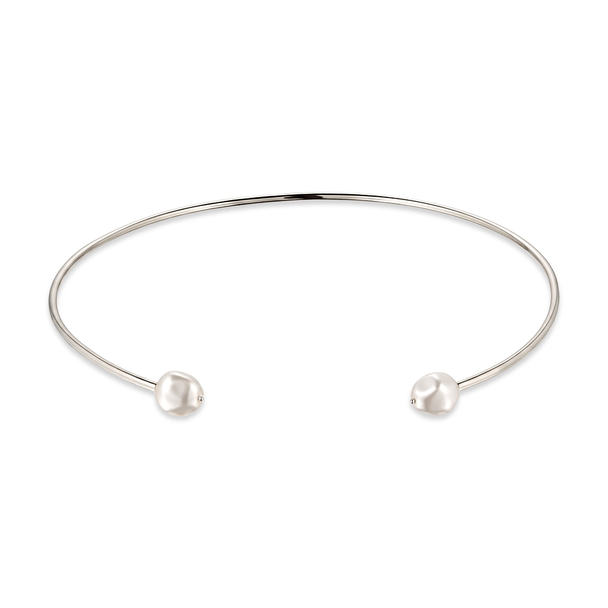 Silber - Elli PREMIUM | Halsreif | Mit Perlen von Swarovski® (Weiß) | 925 Sterling Silber
