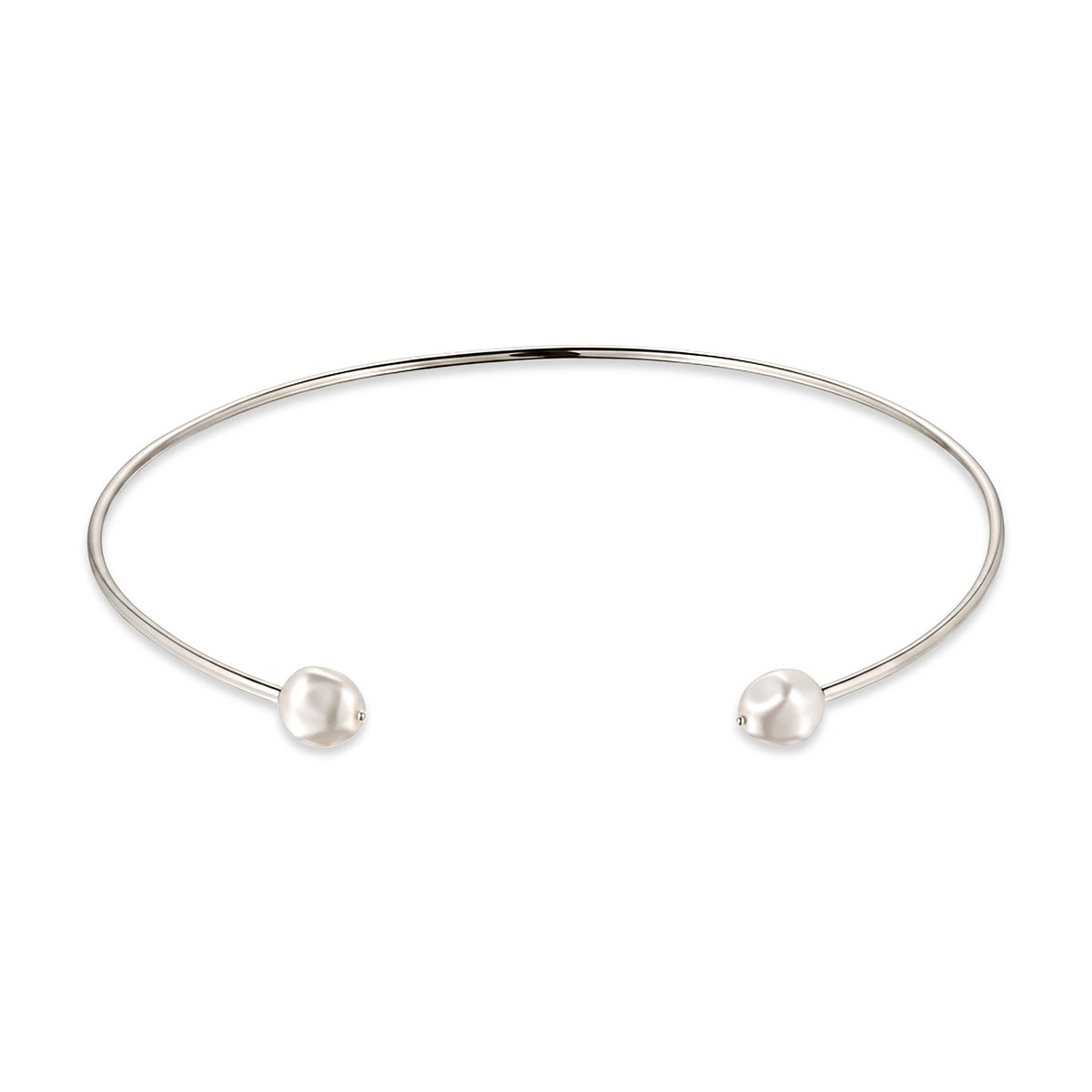Silber - Elli PREMIUM | Halsreif | Mit Perlen von Swarovski® (Weiß) | 925 Sterling Silber