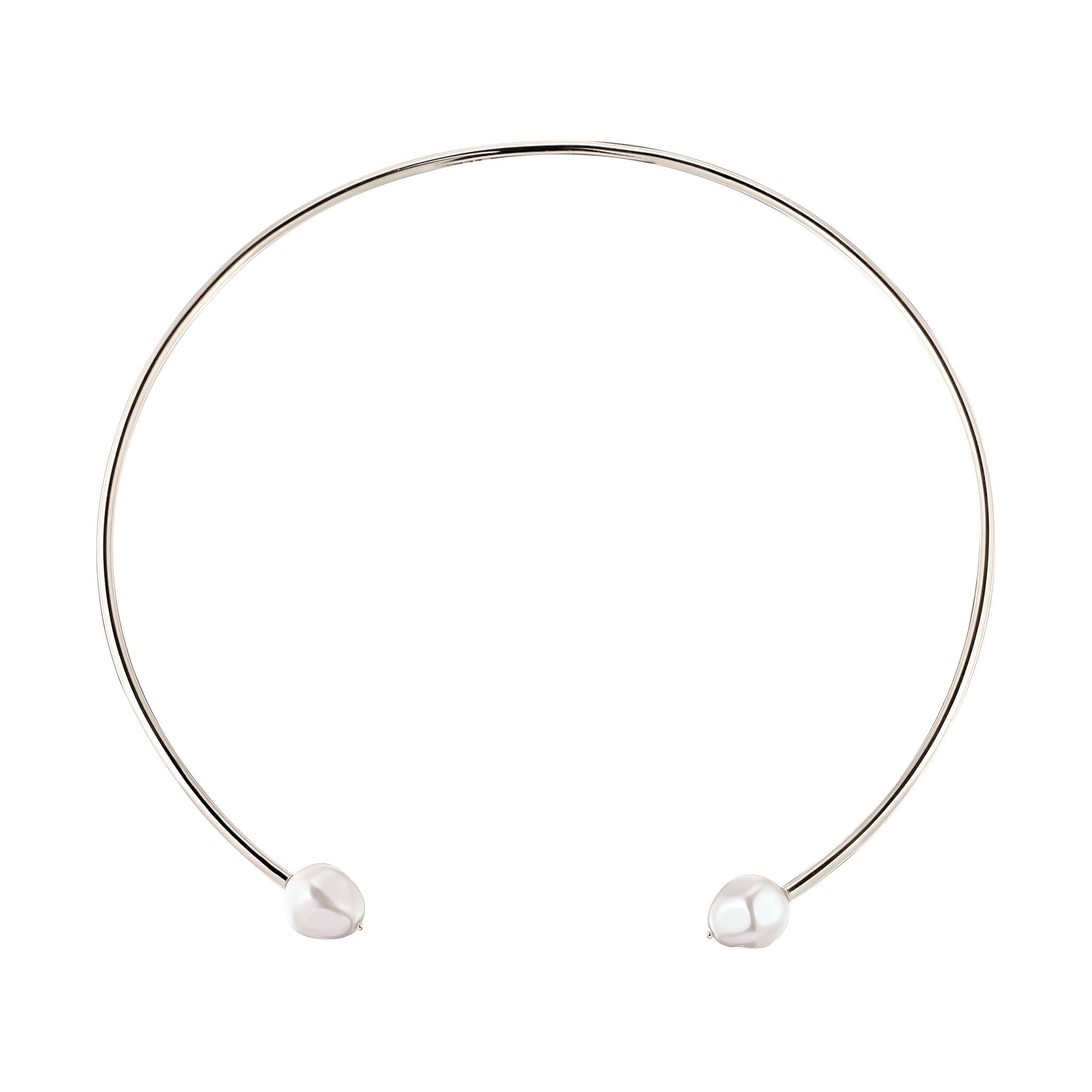 Silber - Elli PREMIUM | Halsreif | Mit Perlen von Swarovski® (Weiß) | 925 Sterling Silber