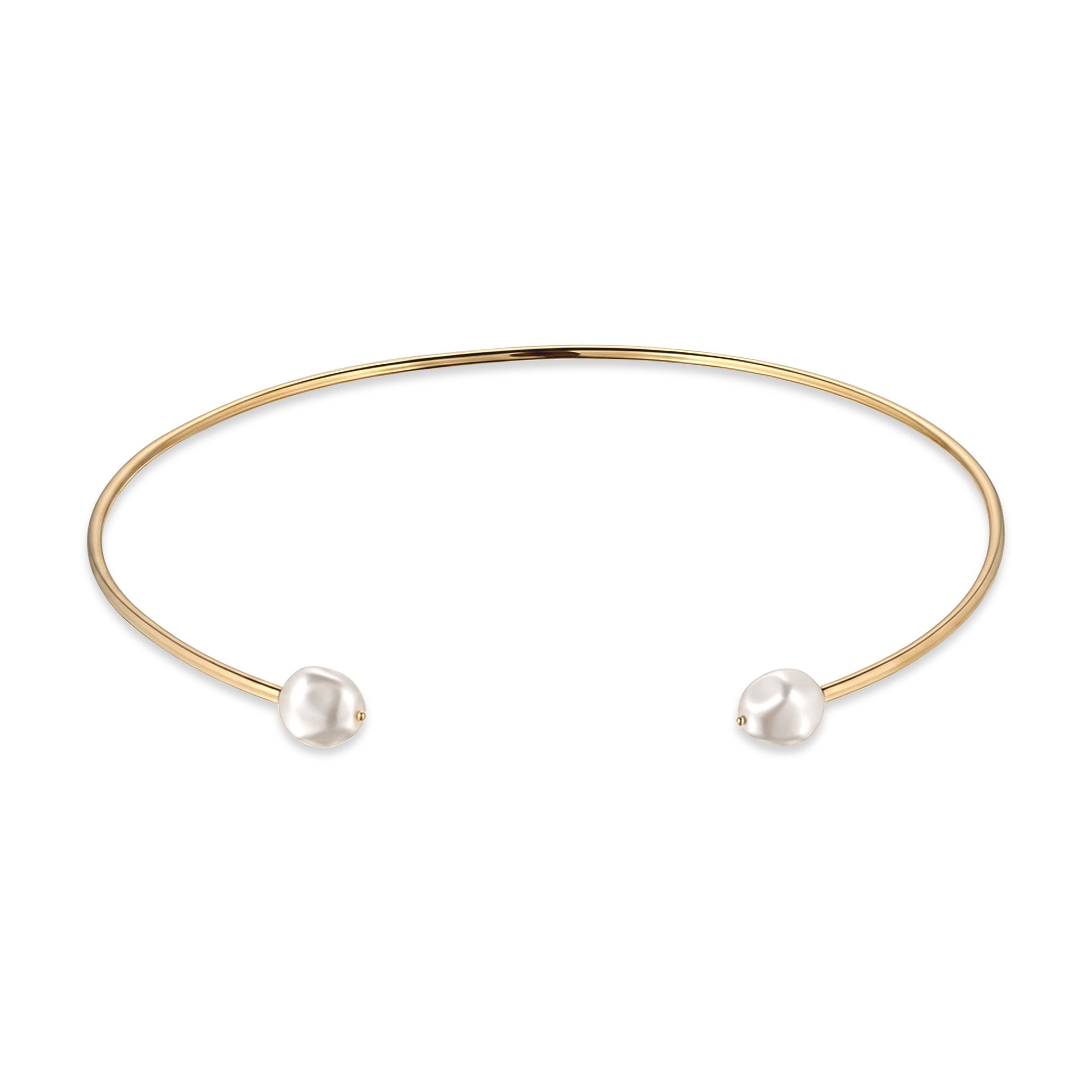 Gold - Elli PREMIUM | Halsreif | Mit Perlen von Swarovski® (Weiß) | 925 Sterling Silber vergoldet
