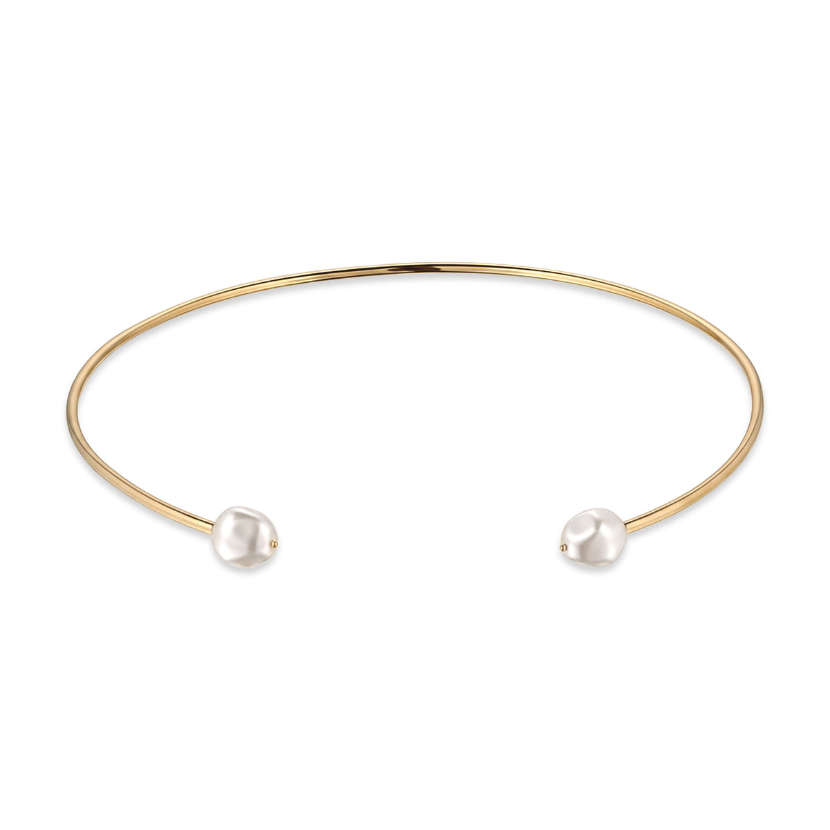 Gold - Elli PREMIUM | Halsreif | Mit Perlen von Swarovski® (Weiß) | 925 Sterling Silber vergoldet