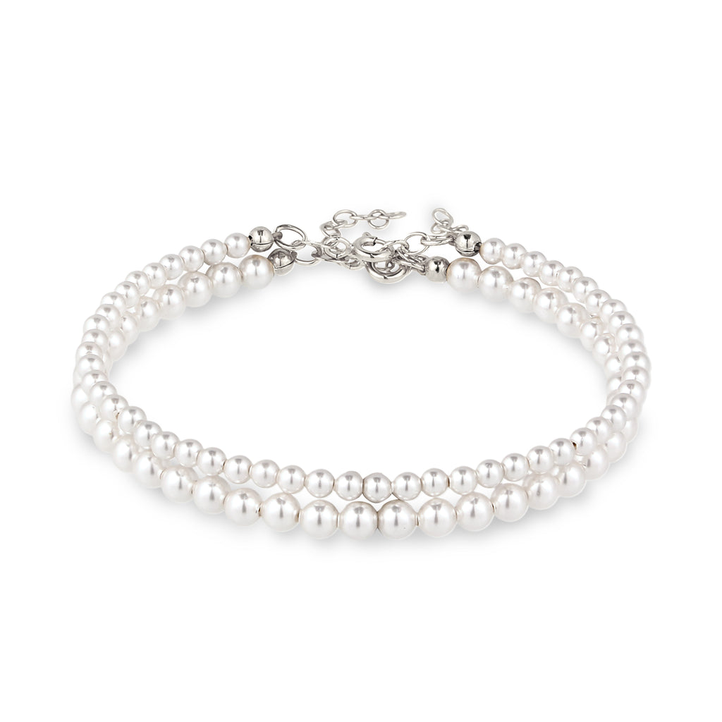 Silber - Elli | Armbandset | Mit Perlen von Swarovski® (Weiß) | 925 Sterling Silber