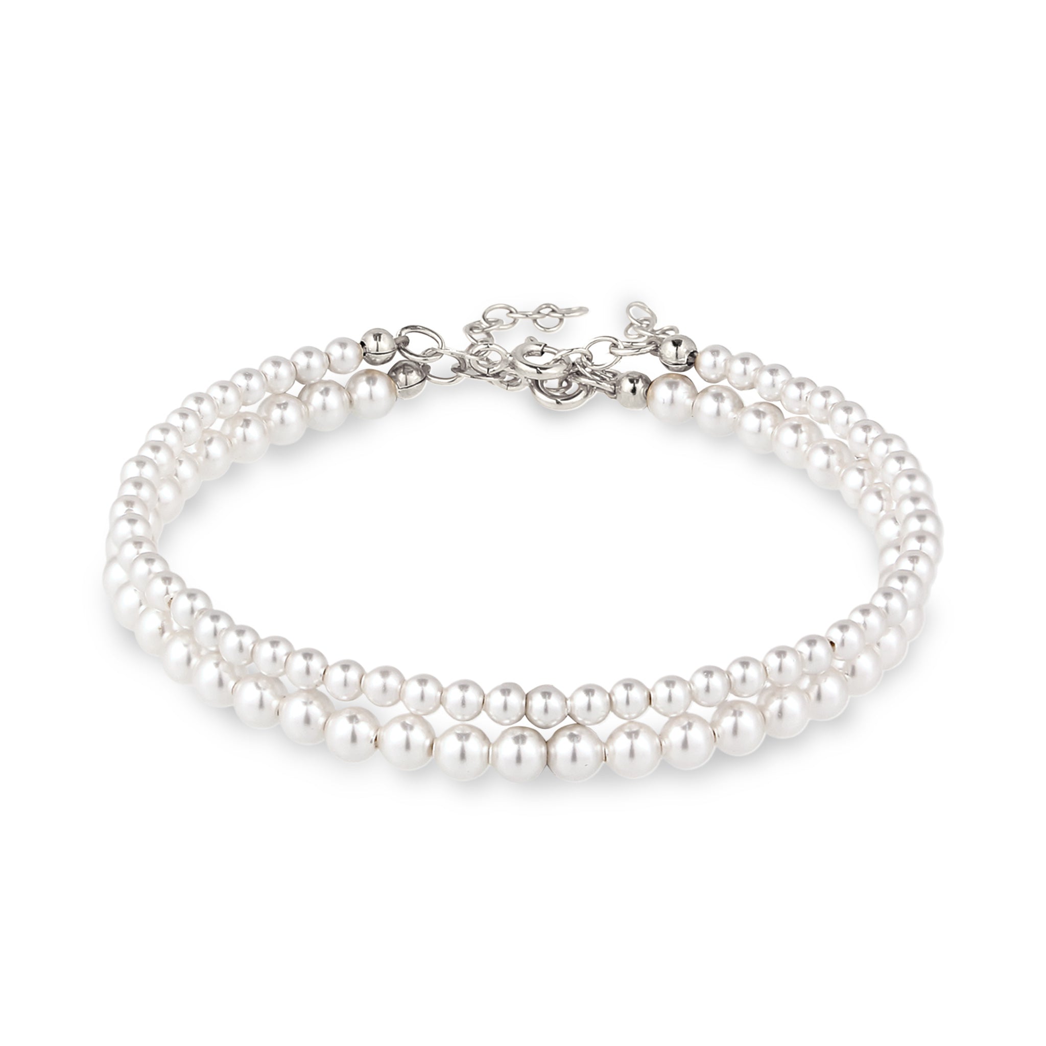 Silber - Elli | Armbandset | Mit Perlen von Swarovski® (Weiß) | 925 Sterling Silber
