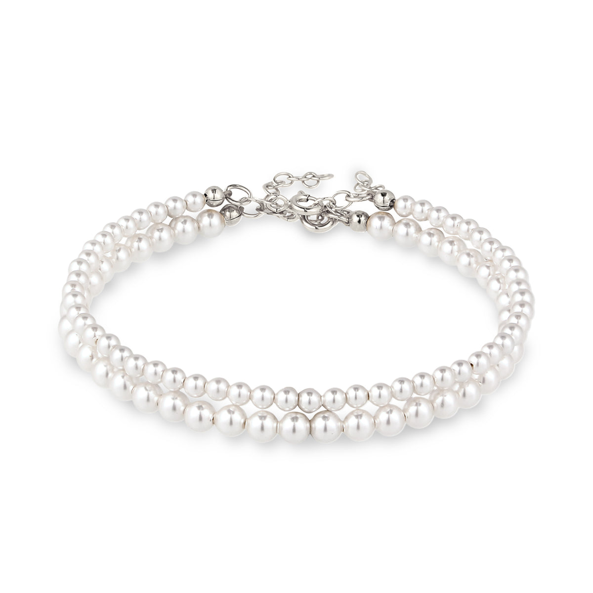 Silber - Elli | Armbandset | Mit Perlen von Swarovski® (Weiß) | 925 Sterling Silber