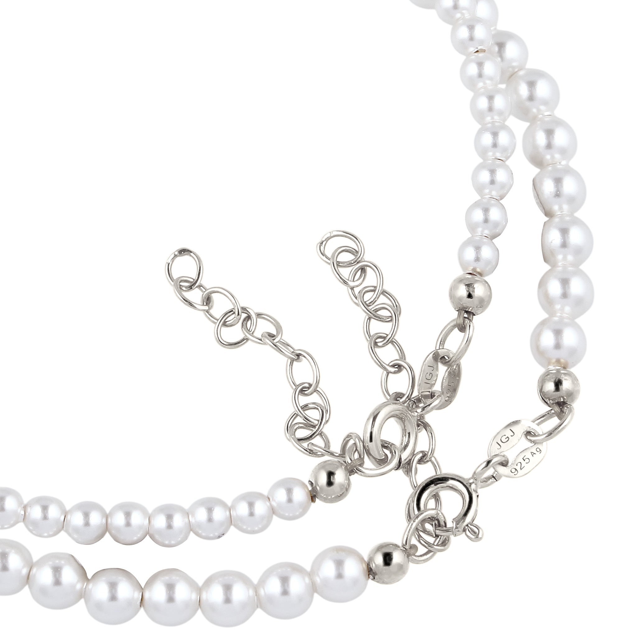 Silber - Elli | Armbandset | Mit Perlen von Swarovski® (Weiß) | 925 Sterling Silber