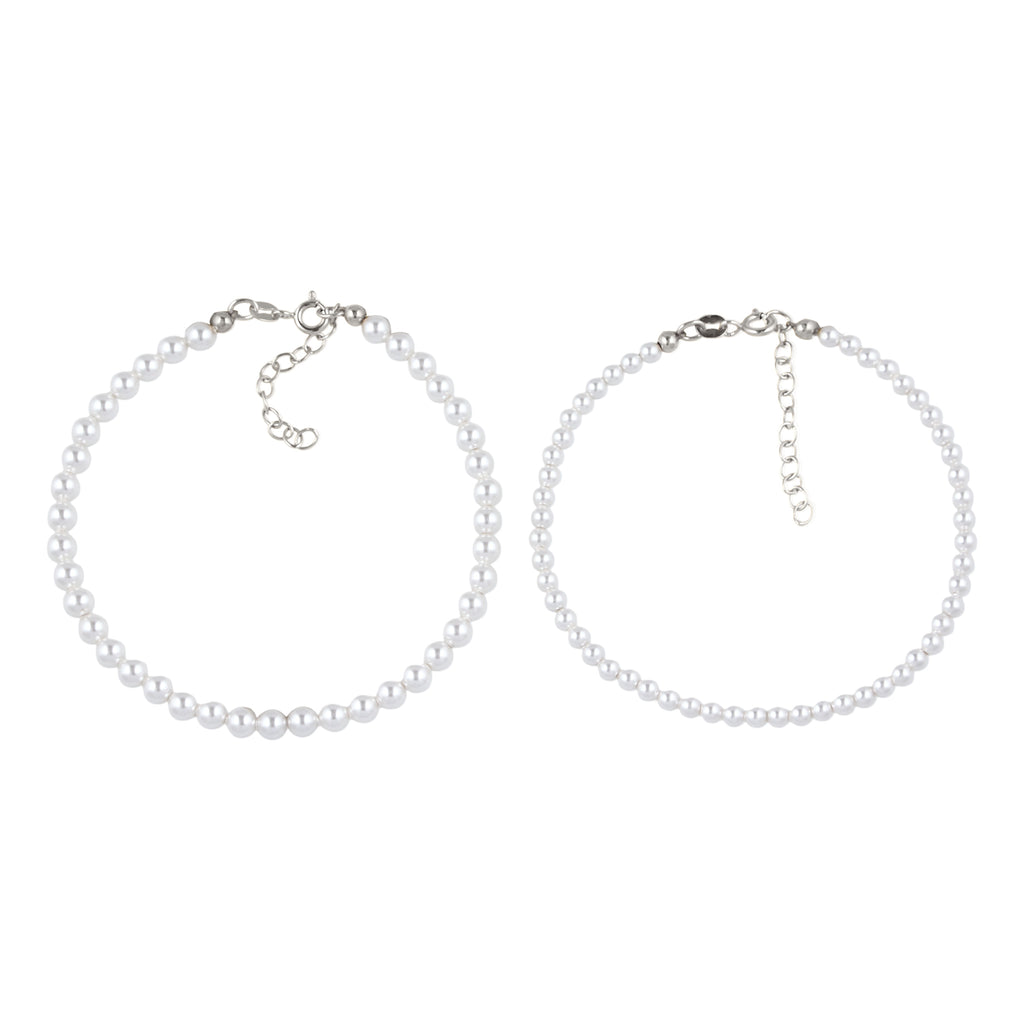 Silber - Elli | Armbandset | Mit Perlen von Swarovski® (Weiß) | 925 Sterling Silber