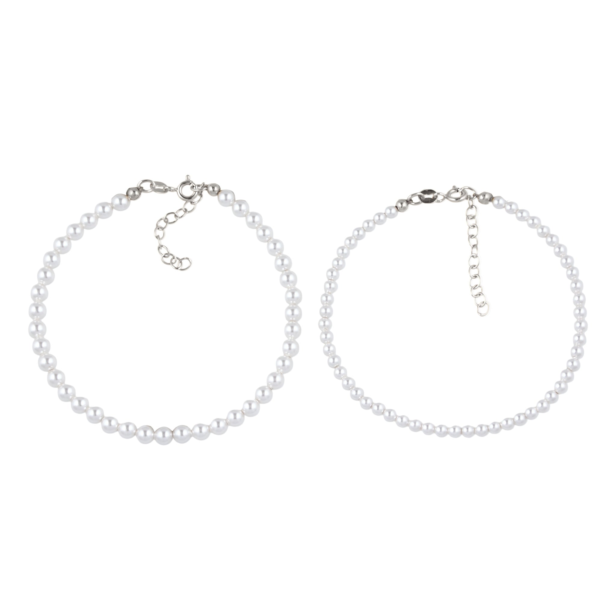 Silber - Elli | Armbandset | Mit Perlen von Swarovski® (Weiß) | 925 Sterling Silber