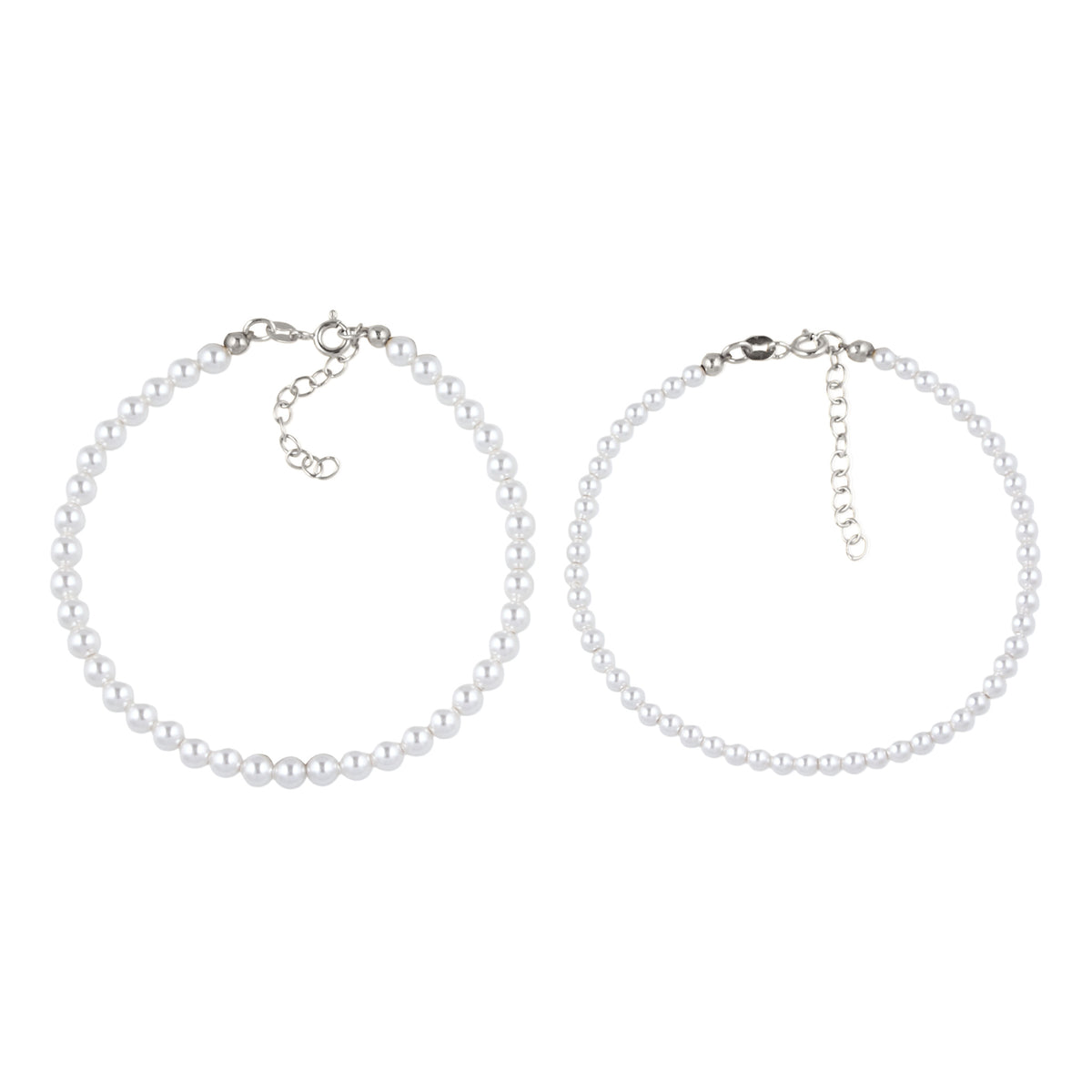 Silber - Elli | Armbandset | Mit Perlen von Swarovski® (Weiß) | 925 Sterling Silber