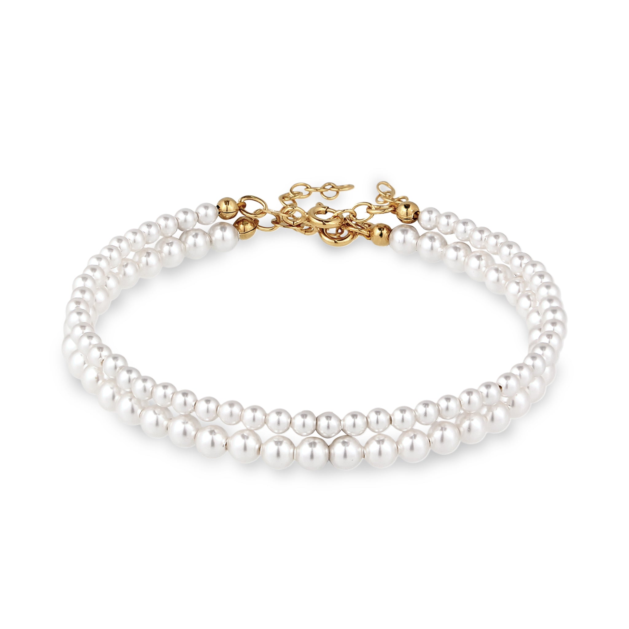 Gold - Elli | Armbandset | Mit Perlen von Swarovski® (Weiß) | 925 Sterling Silber vergoldet