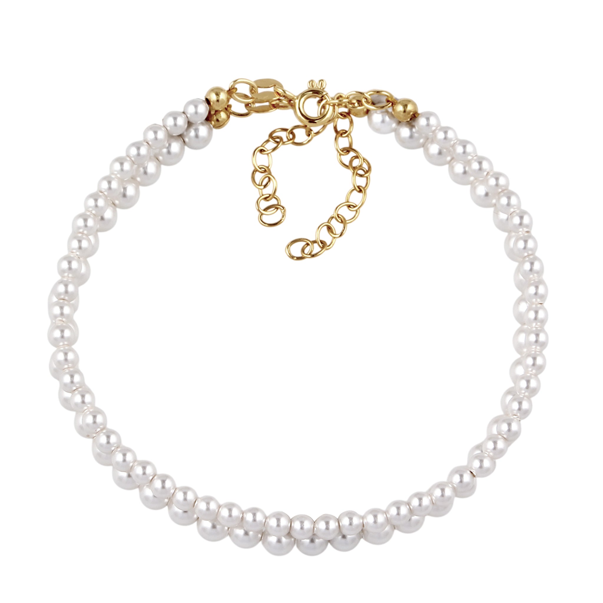 Gold - Elli | Armbandset | Mit Perlen von Swarovski® (Weiß) | 925 Sterling Silber vergoldet