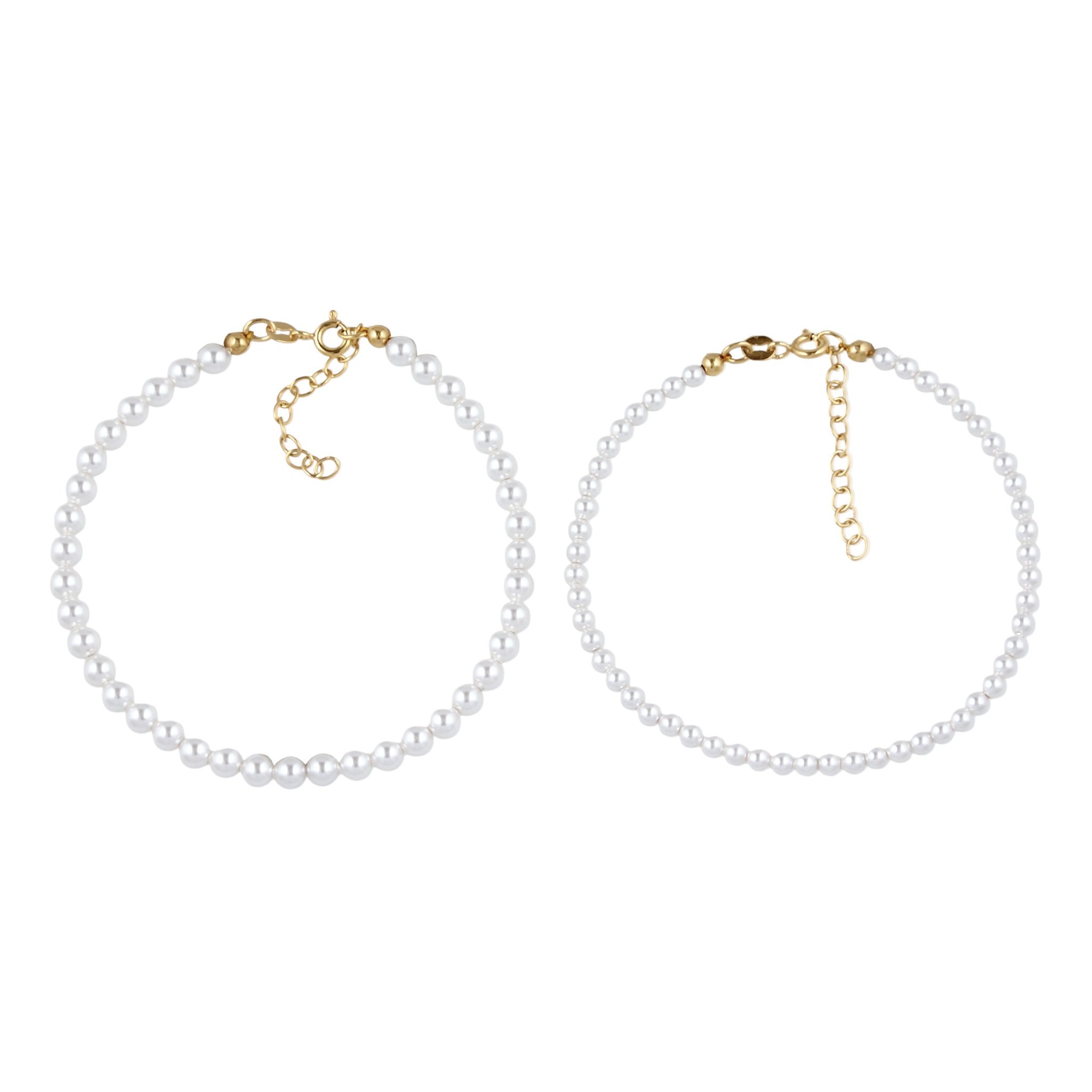 Gold - Elli | Armbandset | Mit Perlen von Swarovski® (Weiß) | 925 Sterling Silber vergoldet