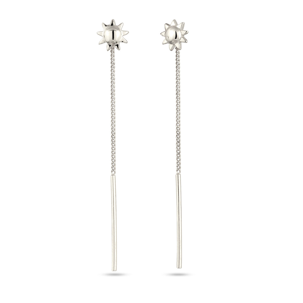 Silber - Elli | Ohrhänger Chain Sonne | 925 Sterling Silber