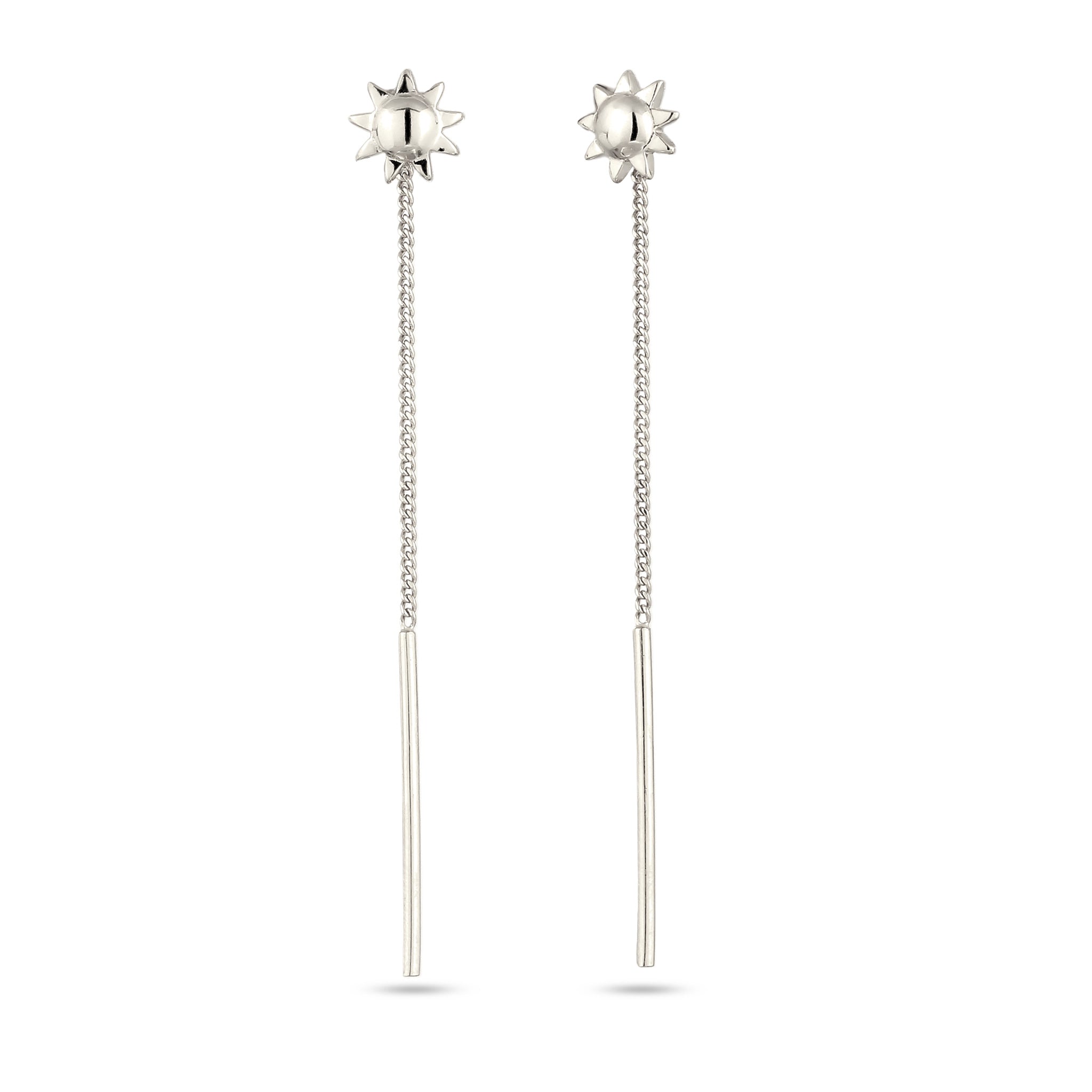 Silber - Elli | Ohrhänger Chain Sonne | 925 Sterling Silber