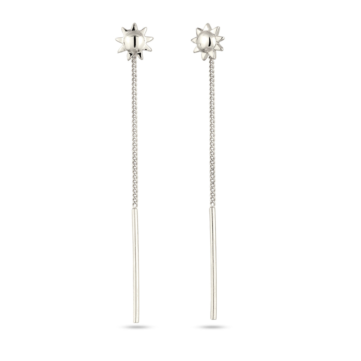 Silber - Elli | Ohrhänger Chain Sonne | 925 Sterling Silber