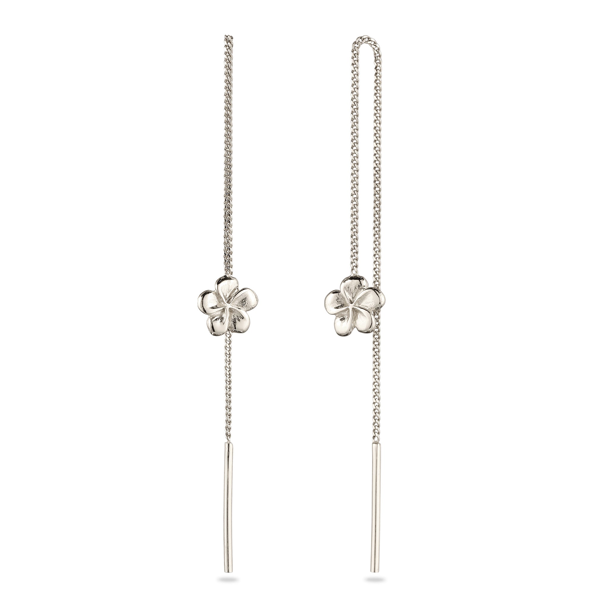 Silber - Elli | Ohrhänger Ear Chain Frangipani Blume | 925 Sterling Silber