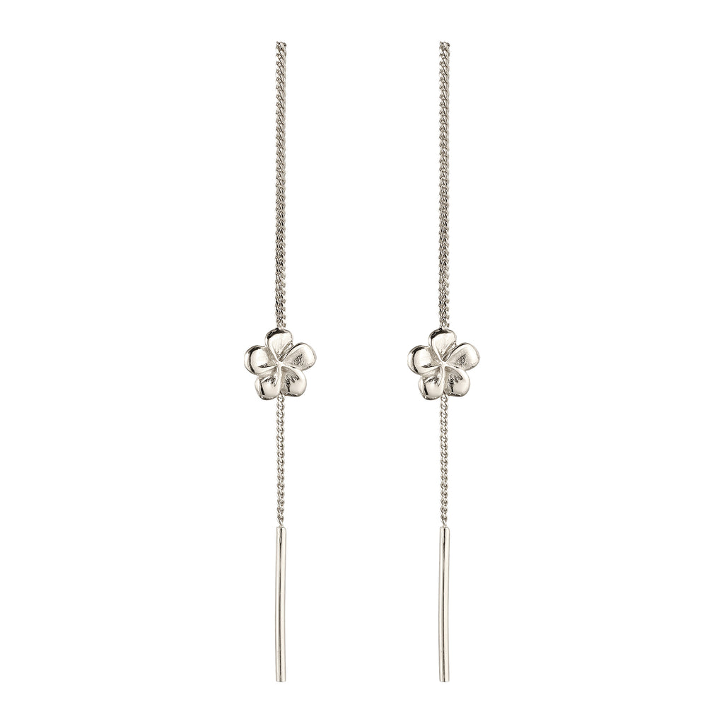Silber - Elli | Ohrhänger Ear Chain Frangipani Blume | 925 Sterling Silber