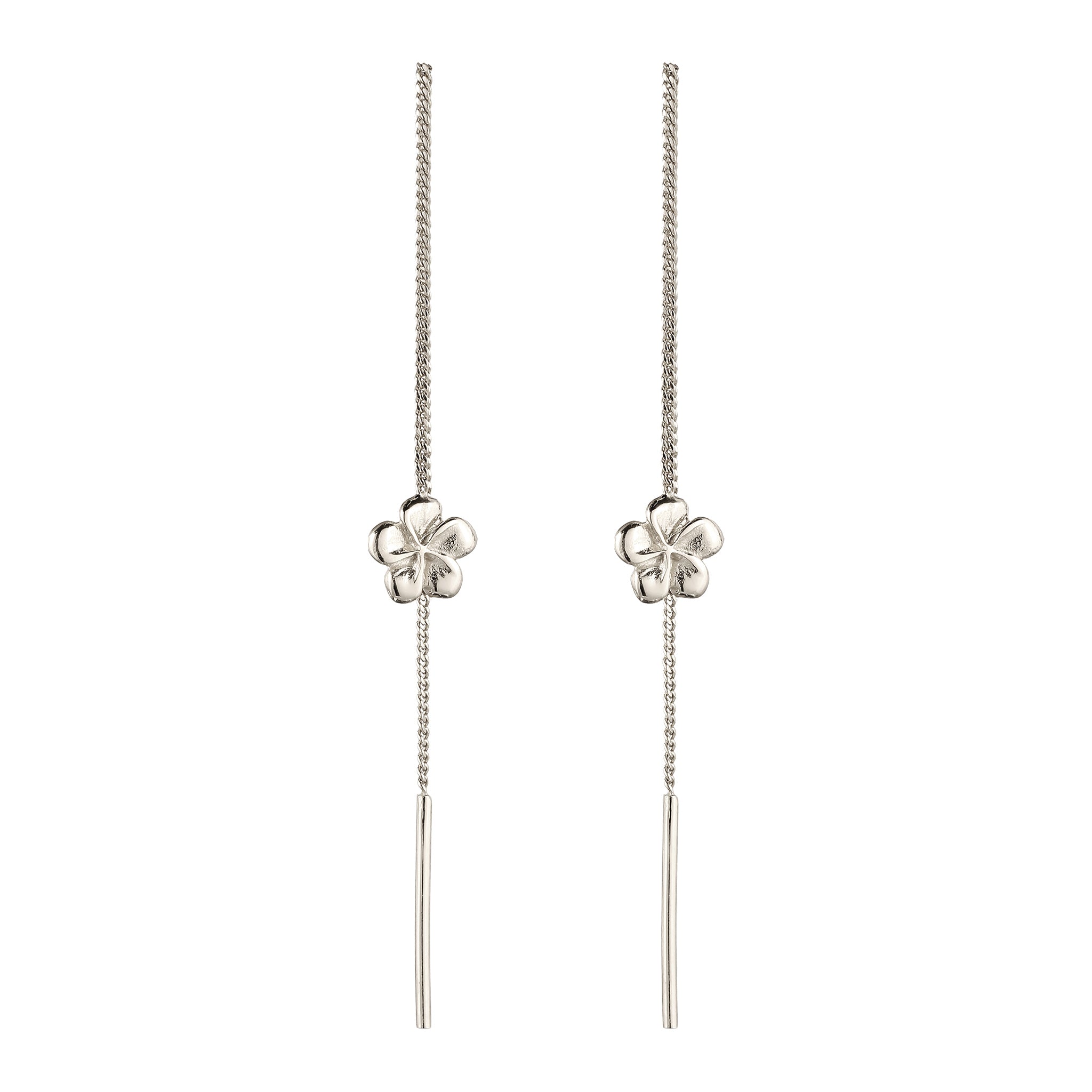 Silber - Elli | Ohrhänger Ear Chain Frangipani Blume | 925 Sterling Silber