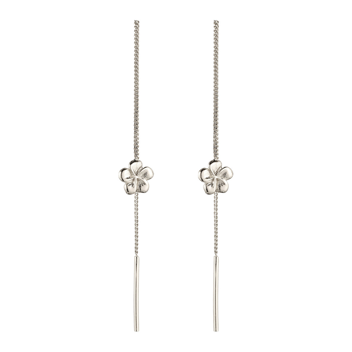 Silber - Elli | Ohrhänger Ear Chain Frangipani Blume | 925 Sterling Silber