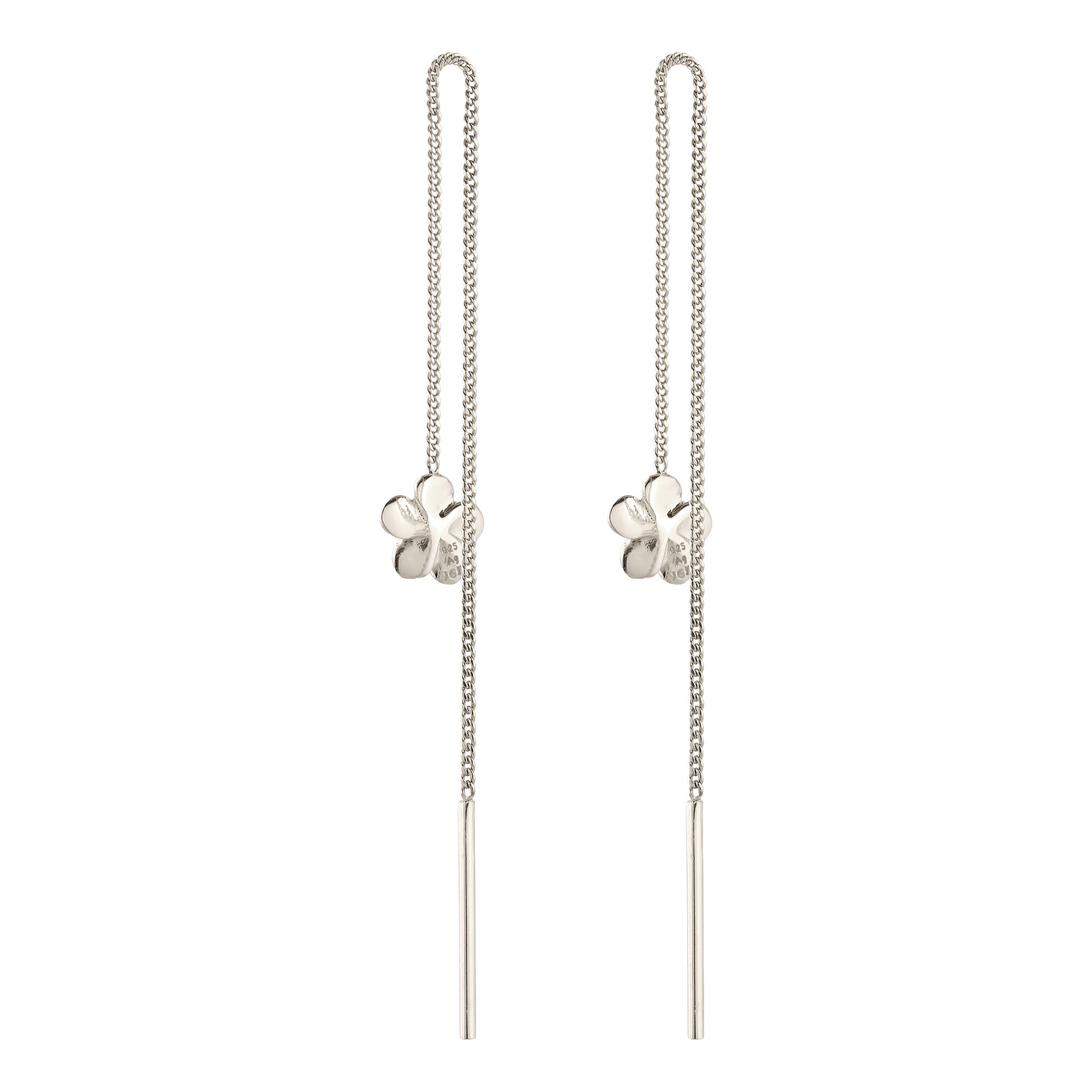 Silber - Elli | Ohrhänger Ear Chain Frangipani Blume | 925 Sterling Silber