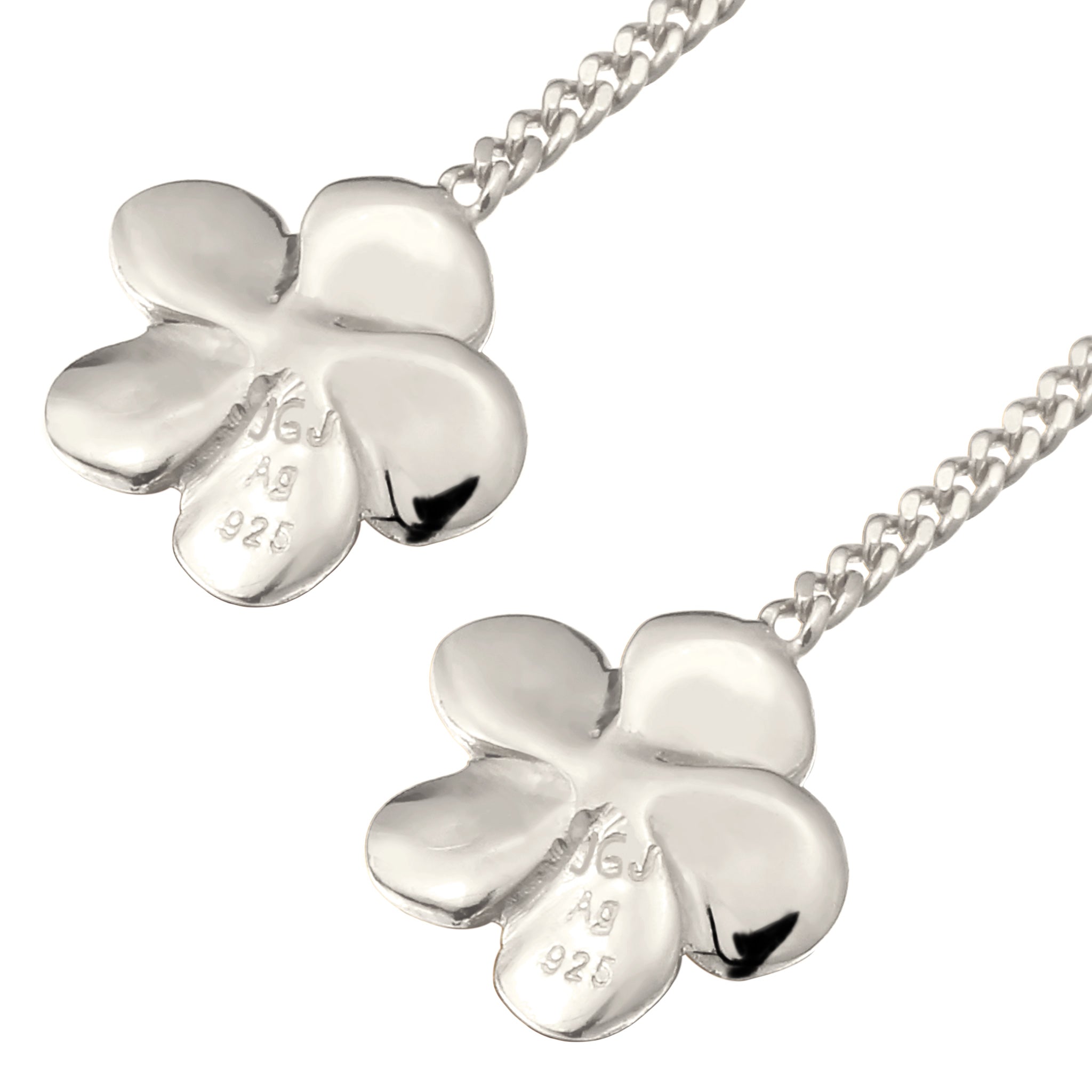 Silber - Elli | Ohrhänger Ear Chain Frangipani Blume | 925 Sterling Silber
