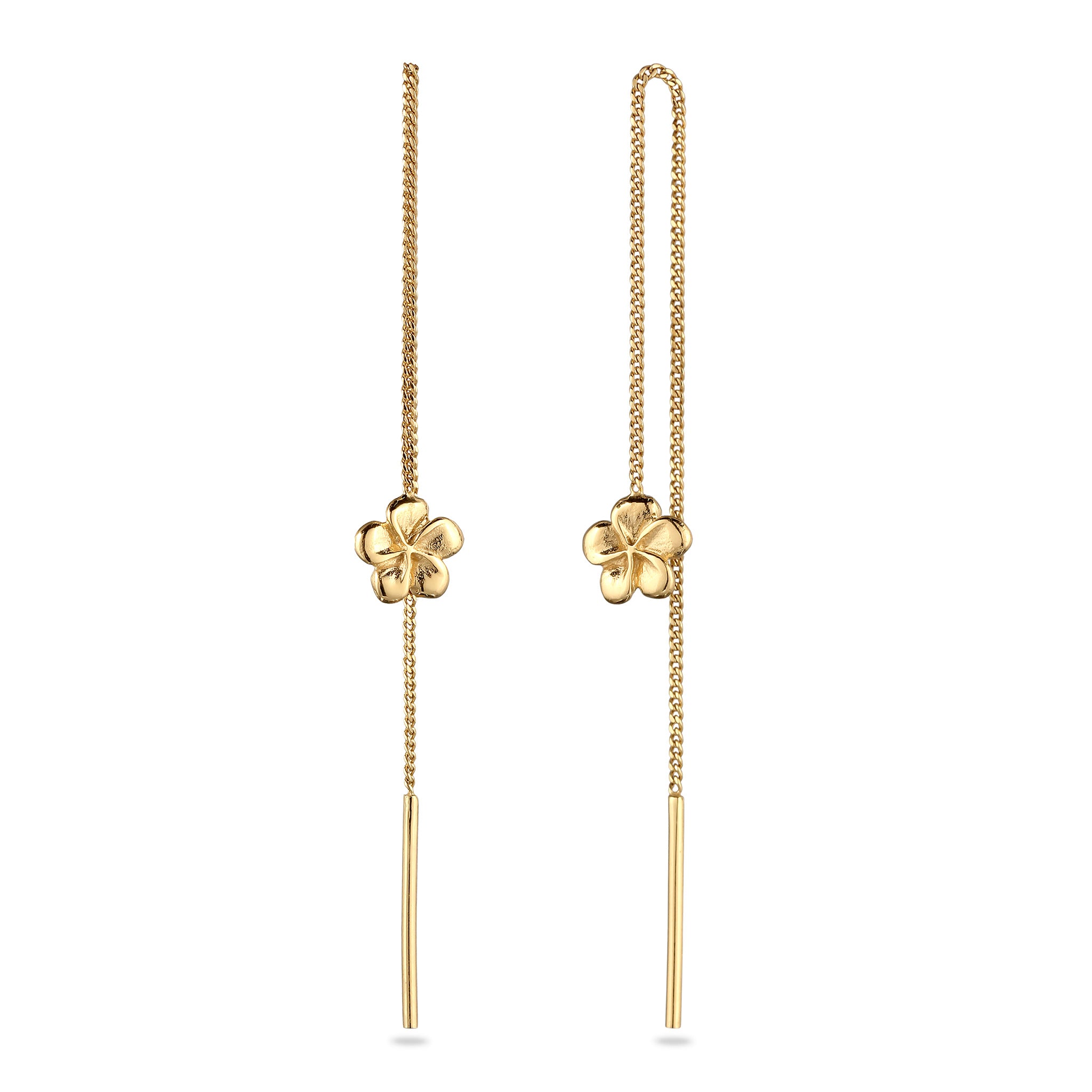 Gold - Elli | Ohrhänger Ear Chain Frangipani Blume | 925 Sterling Silber vergoldet