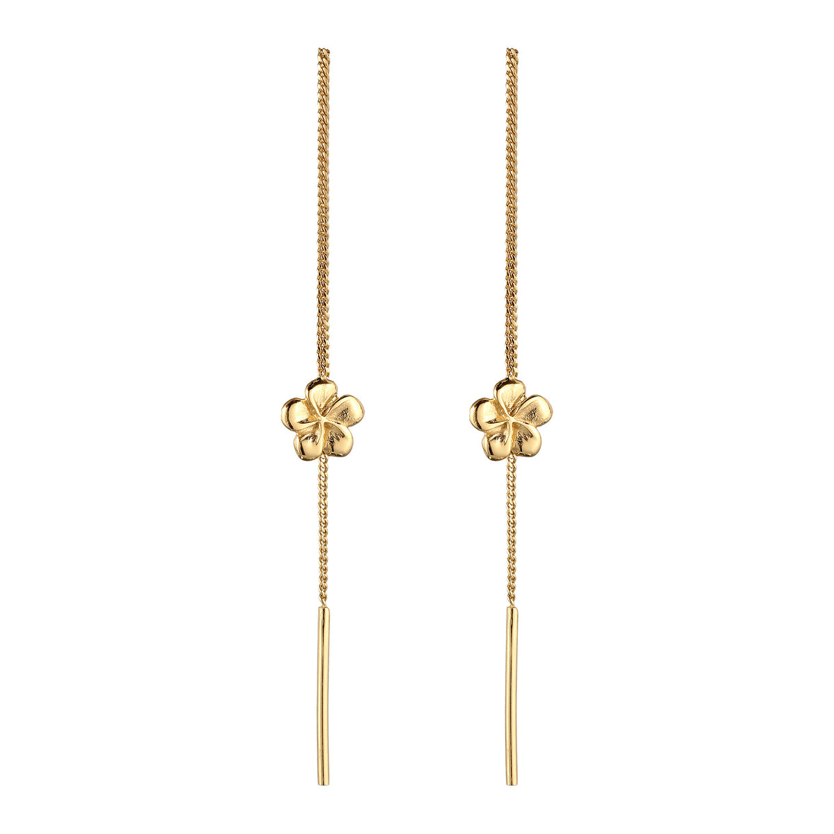 Gold - Elli | Ohrhänger Ear Chain Frangipani Blume | 925 Sterling Silber vergoldet