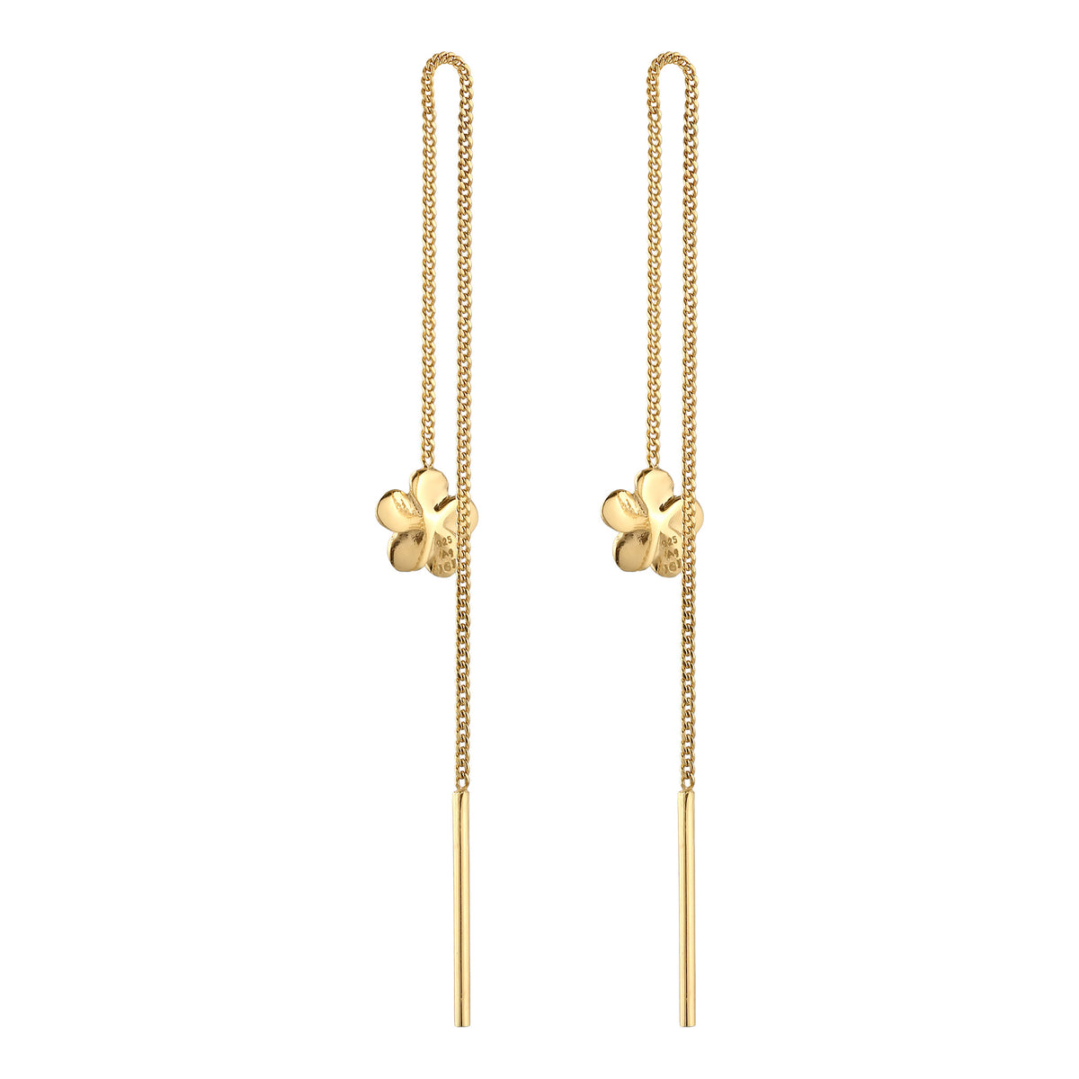 Gold - Elli | Ohrhänger Ear Chain Frangipani Blume | 925 Sterling Silber vergoldet