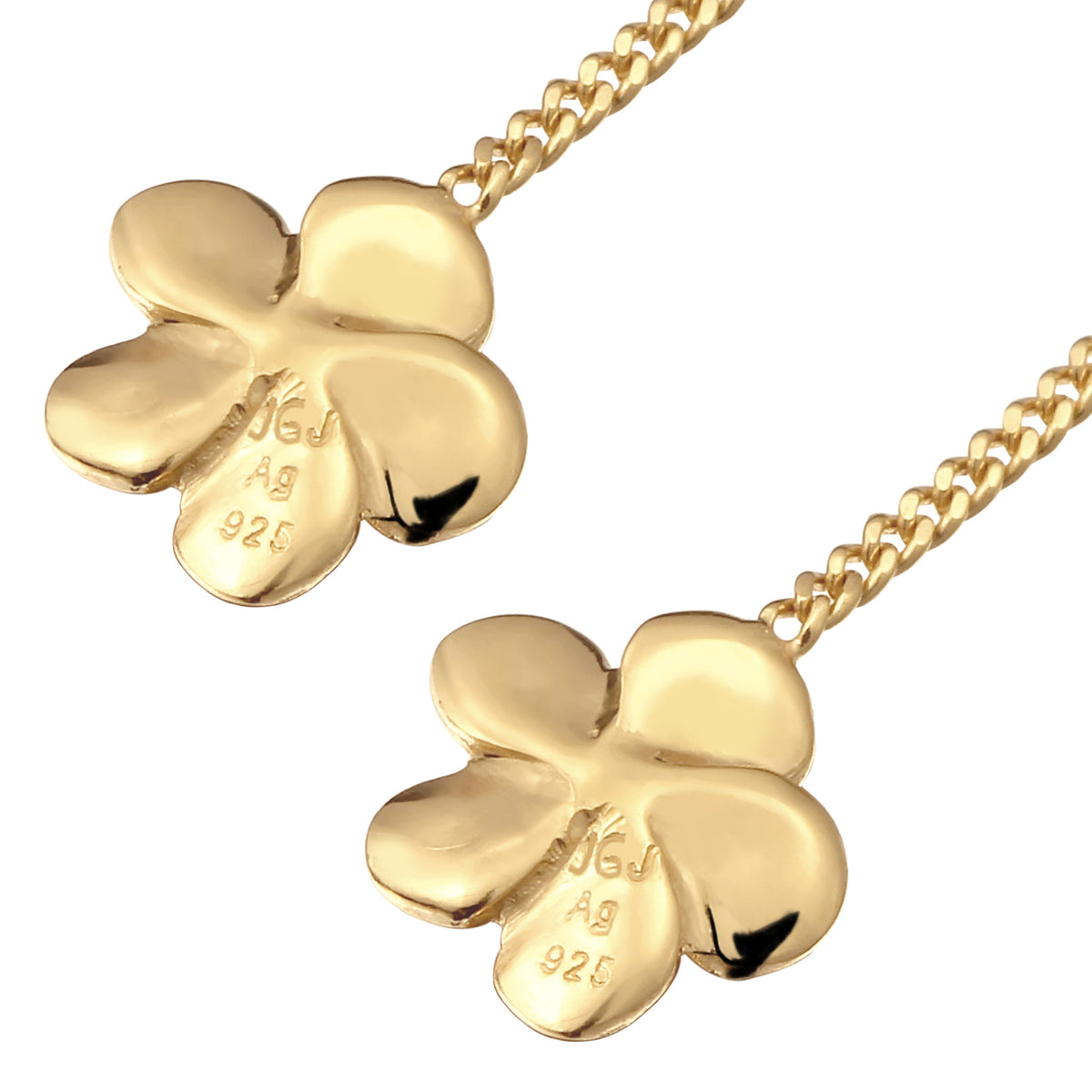 Gold - Elli | Ohrhänger Ear Chain Frangipani Blume | 925 Sterling Silber vergoldet