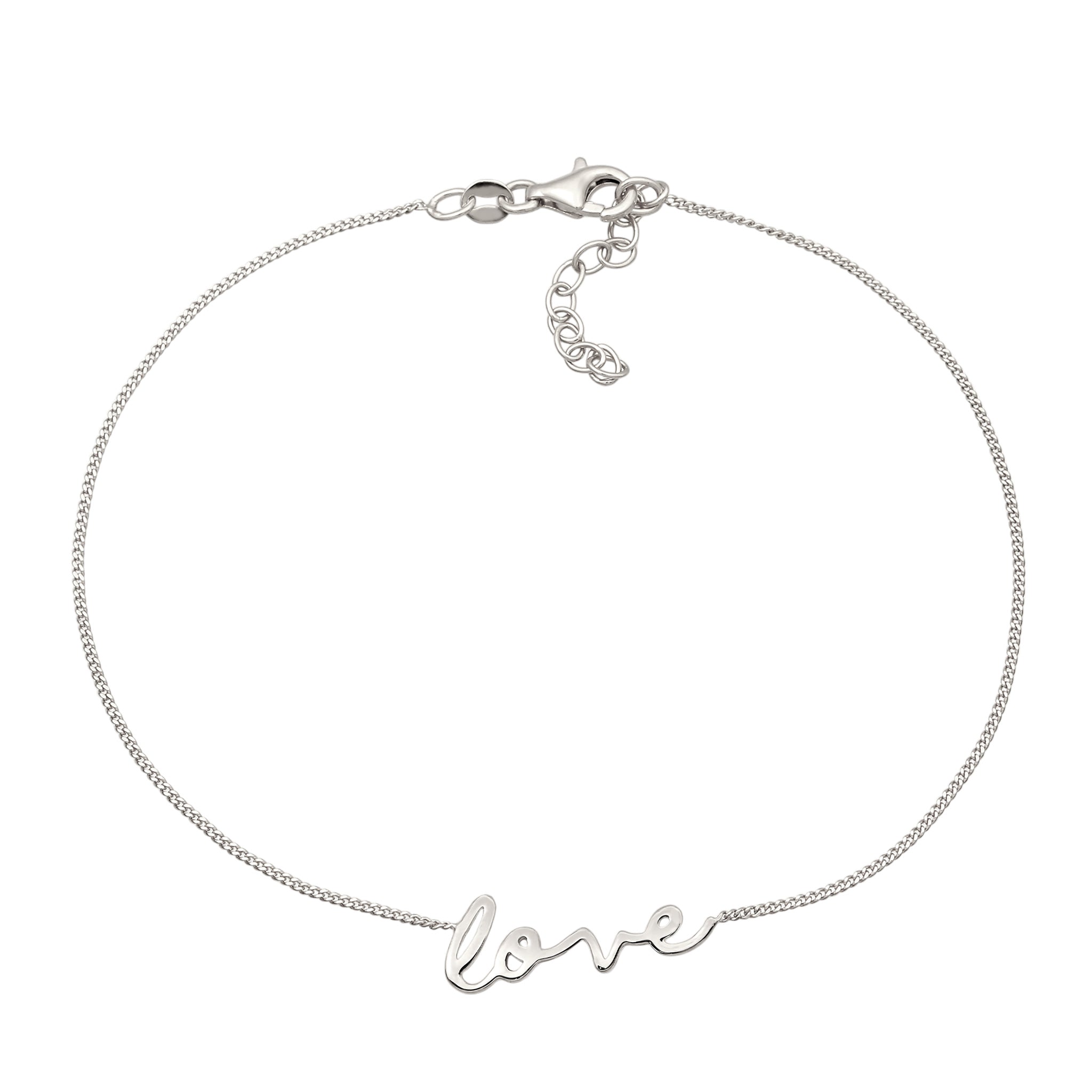 Silber - Elli | Fußkettchen Love | 925 Sterling Silber