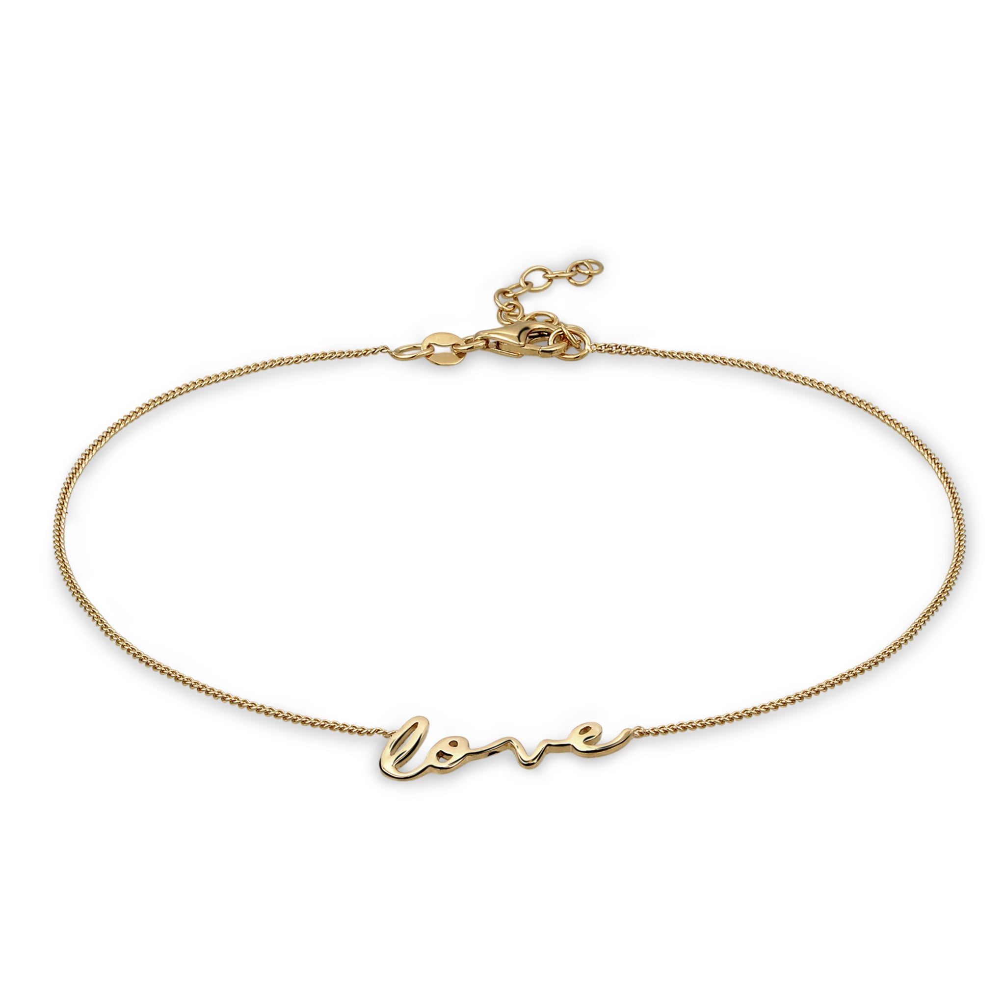 Gold - Elli | Fußkettchen Love | 925 Sterling Silber vergoldet