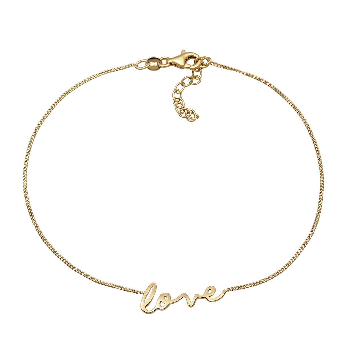 Gold - Elli | Fußkettchen Love | 925 Sterling Silber vergoldet