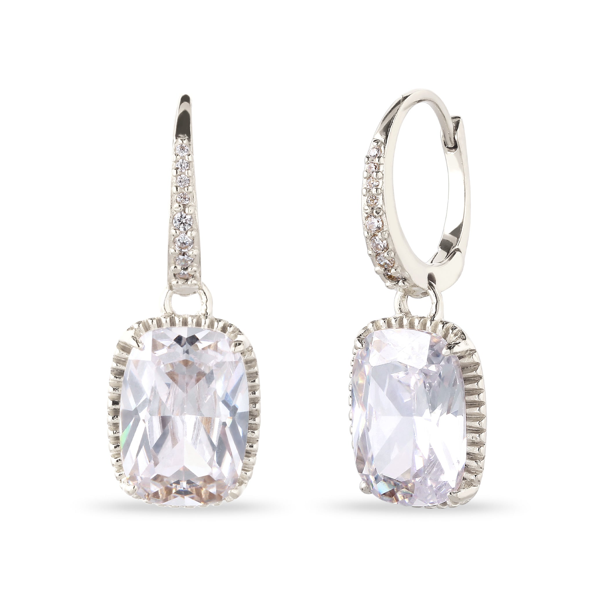 Silber - Elli | Creolen mit Zirkonia Weiß 925 Sterling Silber