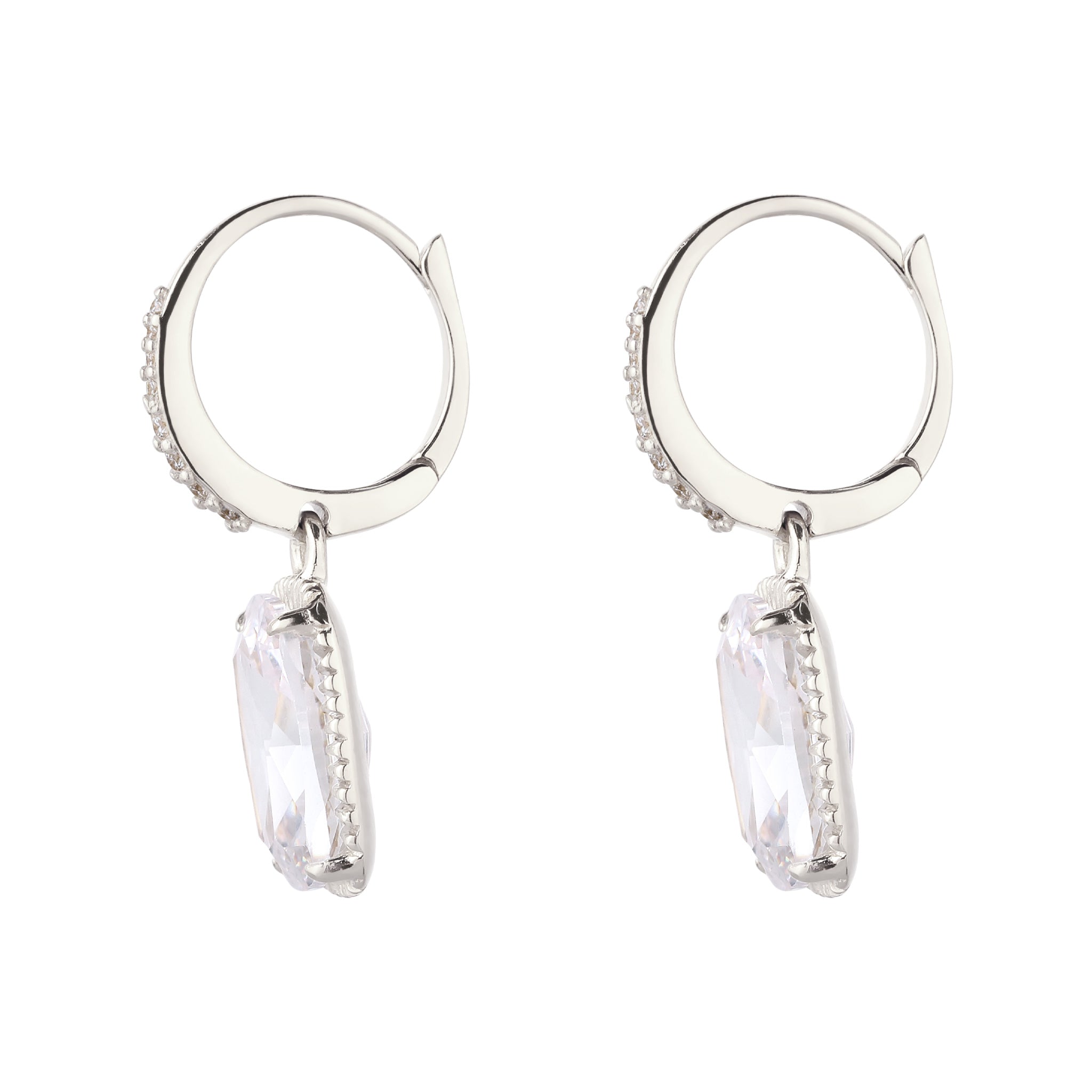 Silber - Elli | Creolen mit Zirkonia Weiß 925 Sterling Silber