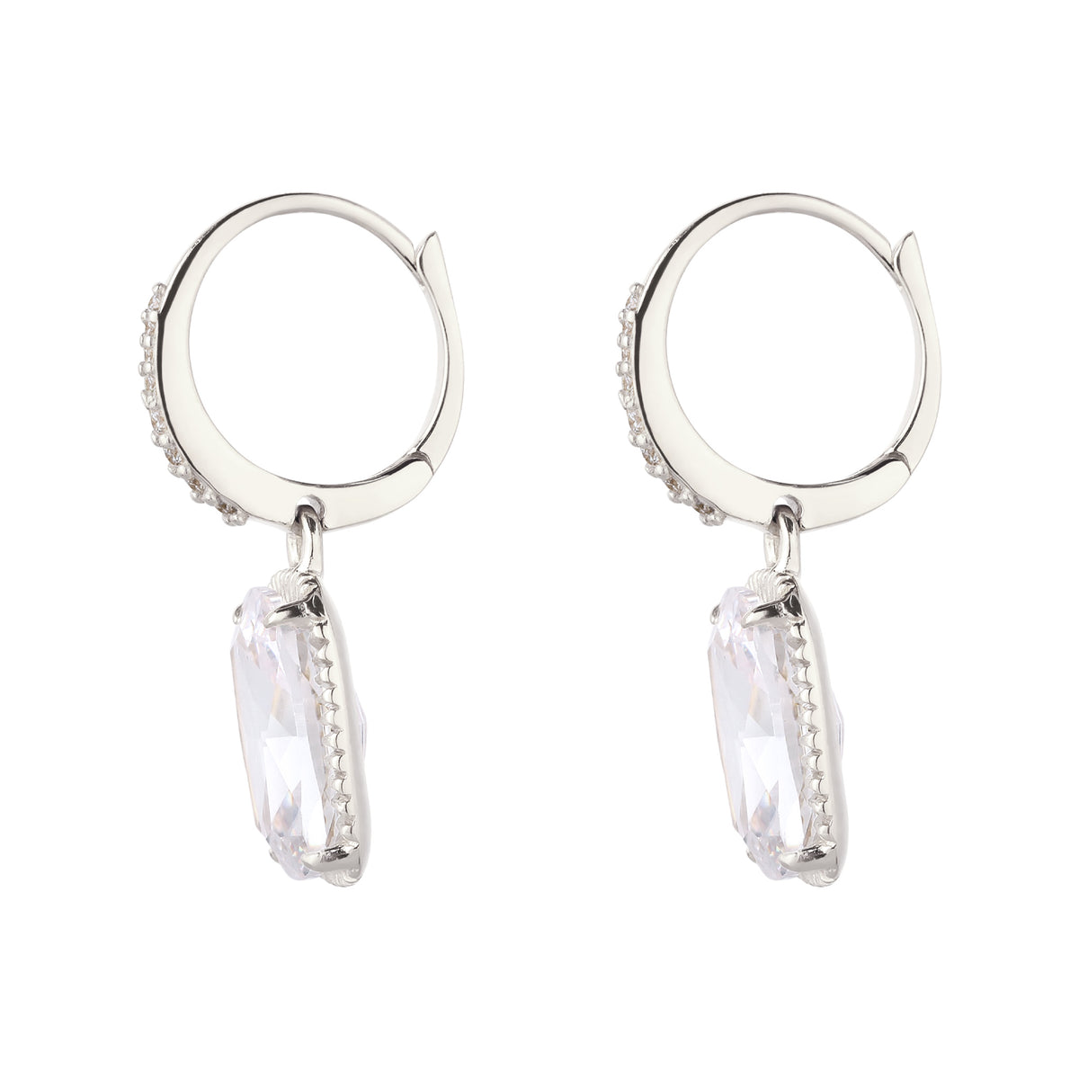 Silber - Elli | Creolen mit Zirkonia Weiß 925 Sterling Silber