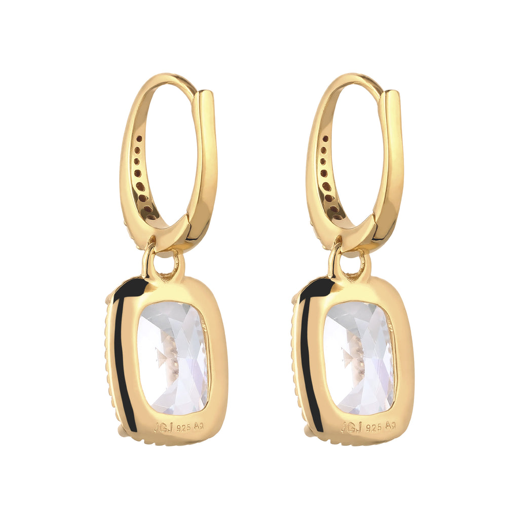 Gold - Elli | Creolen mit Zirkonia Weiß 925 Sterling Silber vergoldet