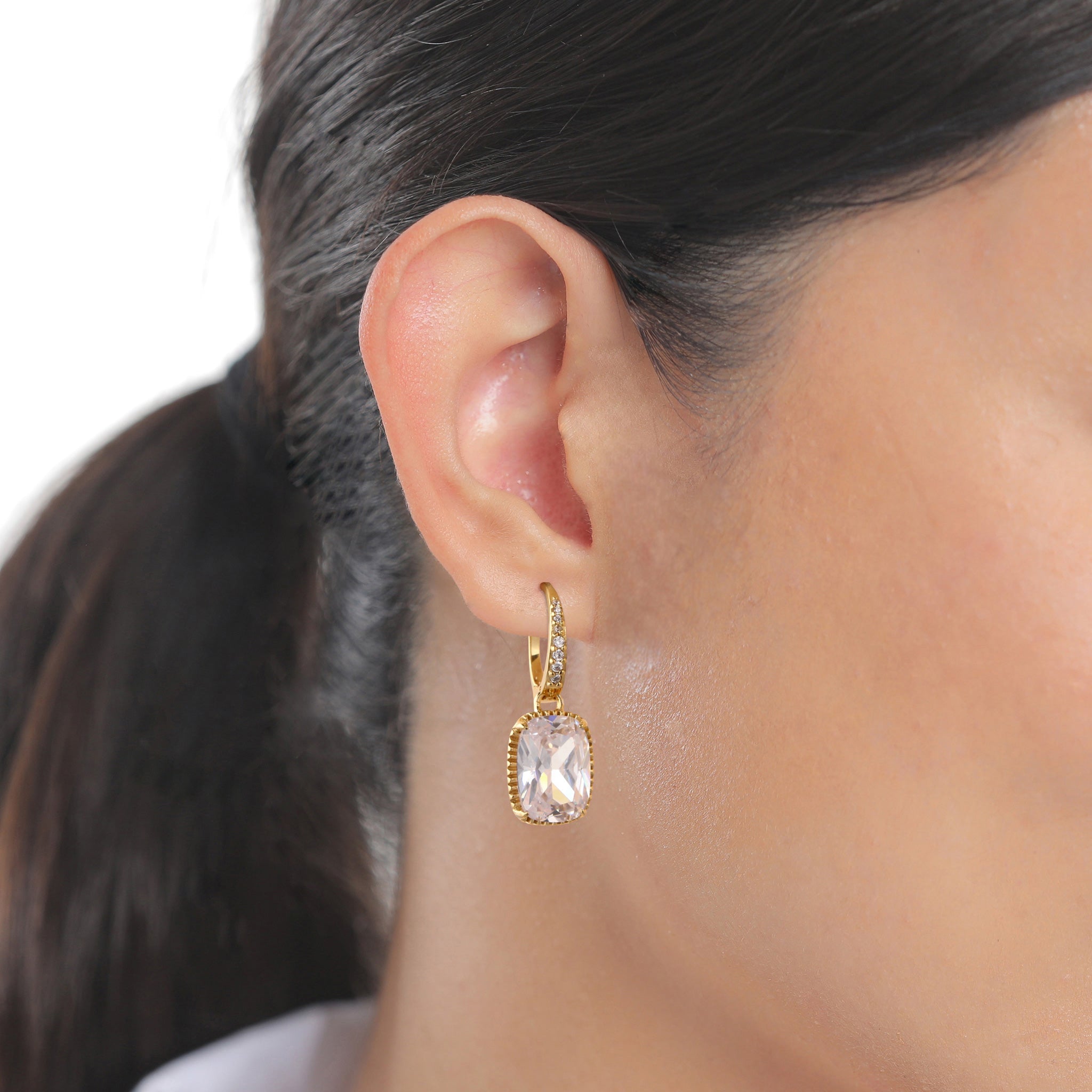 Gold - Elli | Creolen mit Zirkonia Weiß 925 Sterling Silber vergoldet