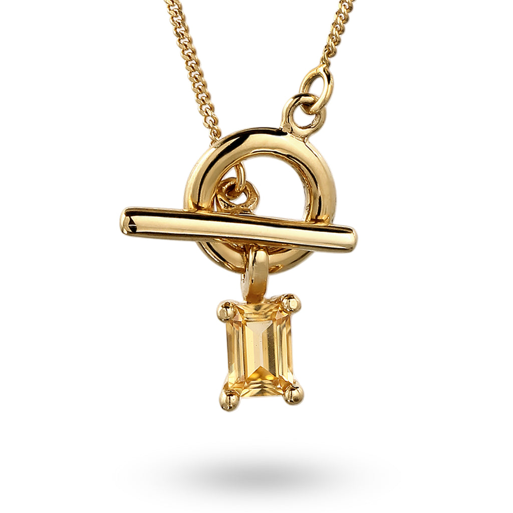 Gold - Elli | Knebelverschluss mit Citrin Gelb 925 Sterling Silber vergoldet