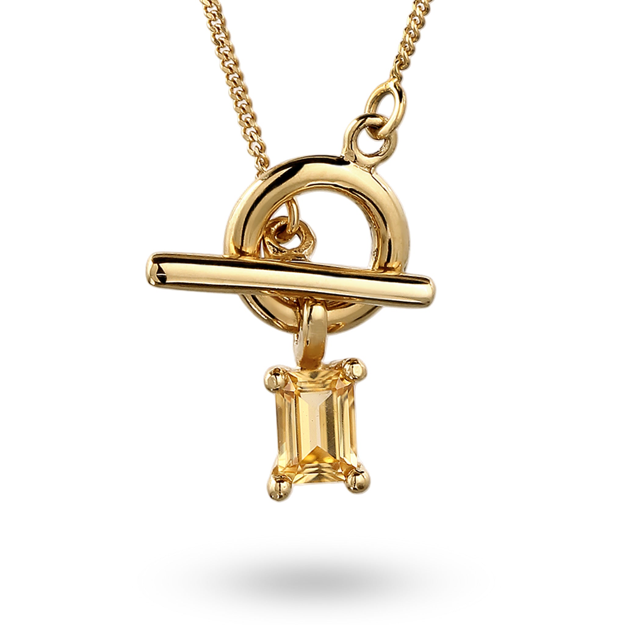 Gold - Elli | Knebelverschluss mit Citrin Gelb 925 Sterling Silber vergoldet