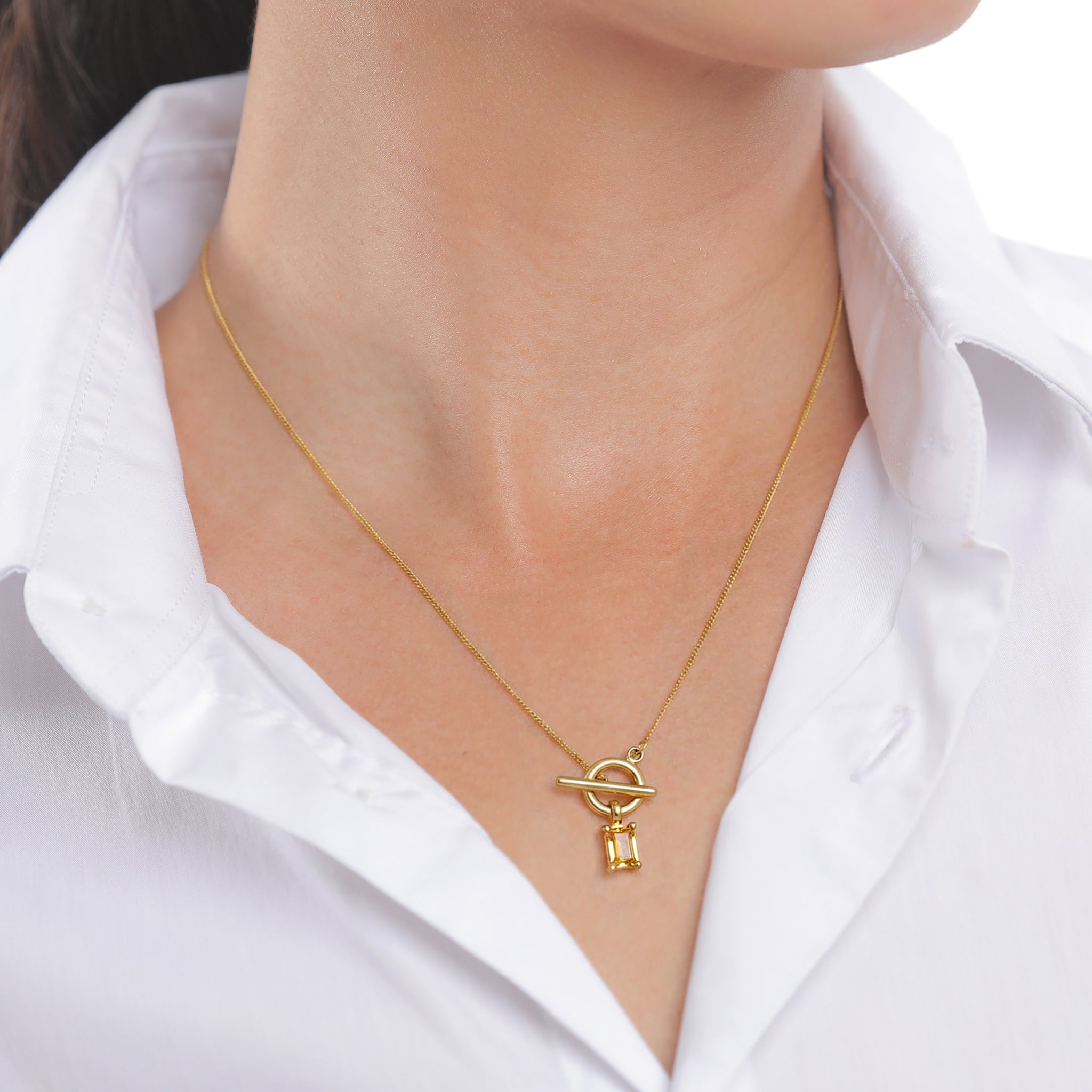 Gold - Elli | Knebelverschluss mit Citrin Gelb 925 Sterling Silber vergoldet