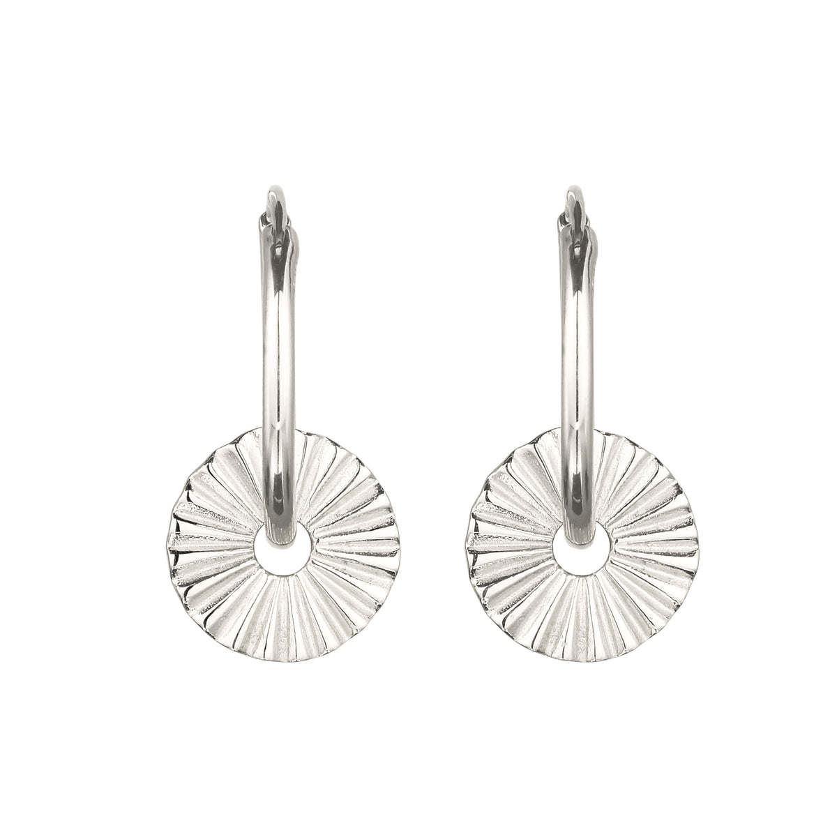 Silber - Elli | Creolen Sonne | Ohne Stein | 925 Sterling Silber