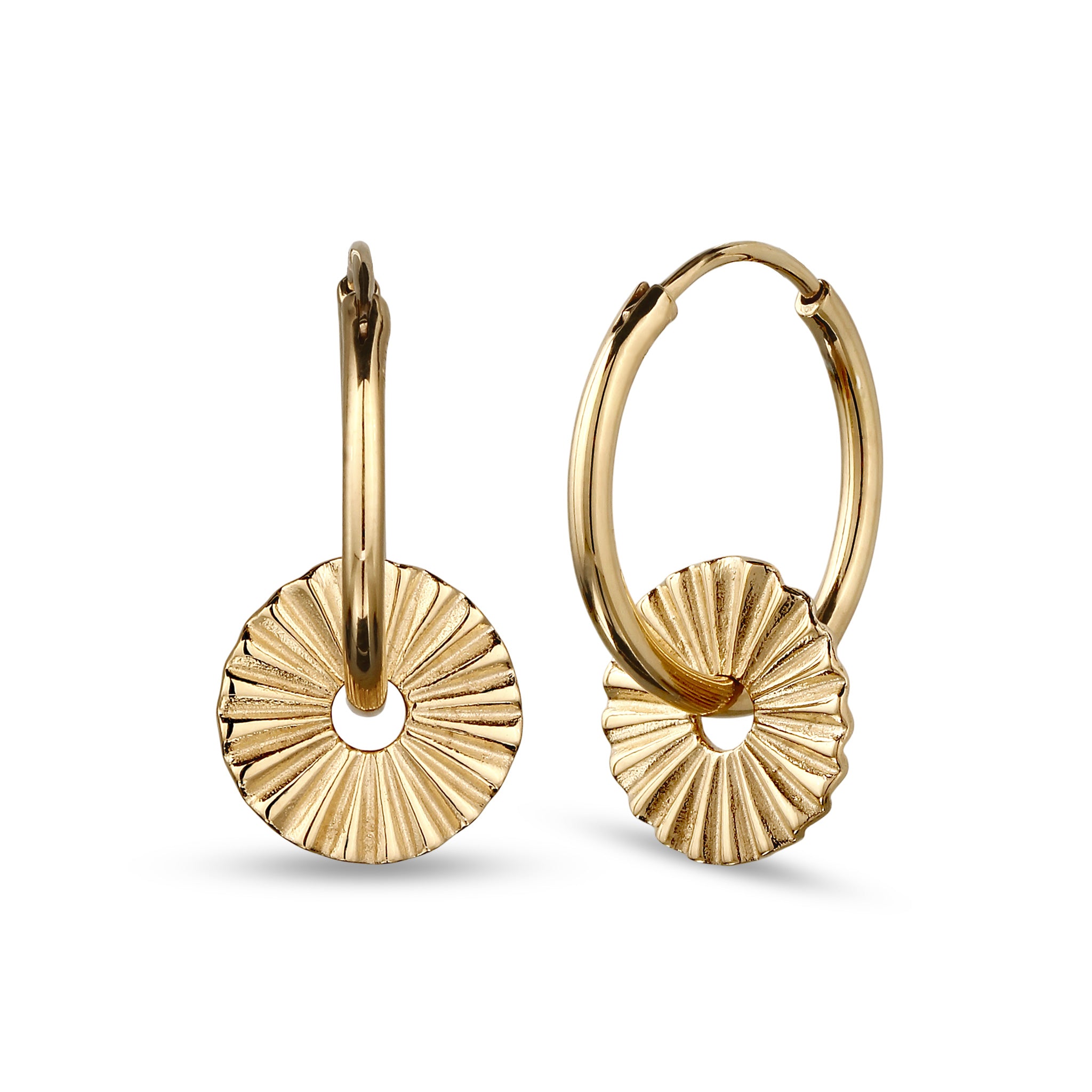Gold - Elli | Creolen Sonne | 925 Sterling Silber vergoldet
