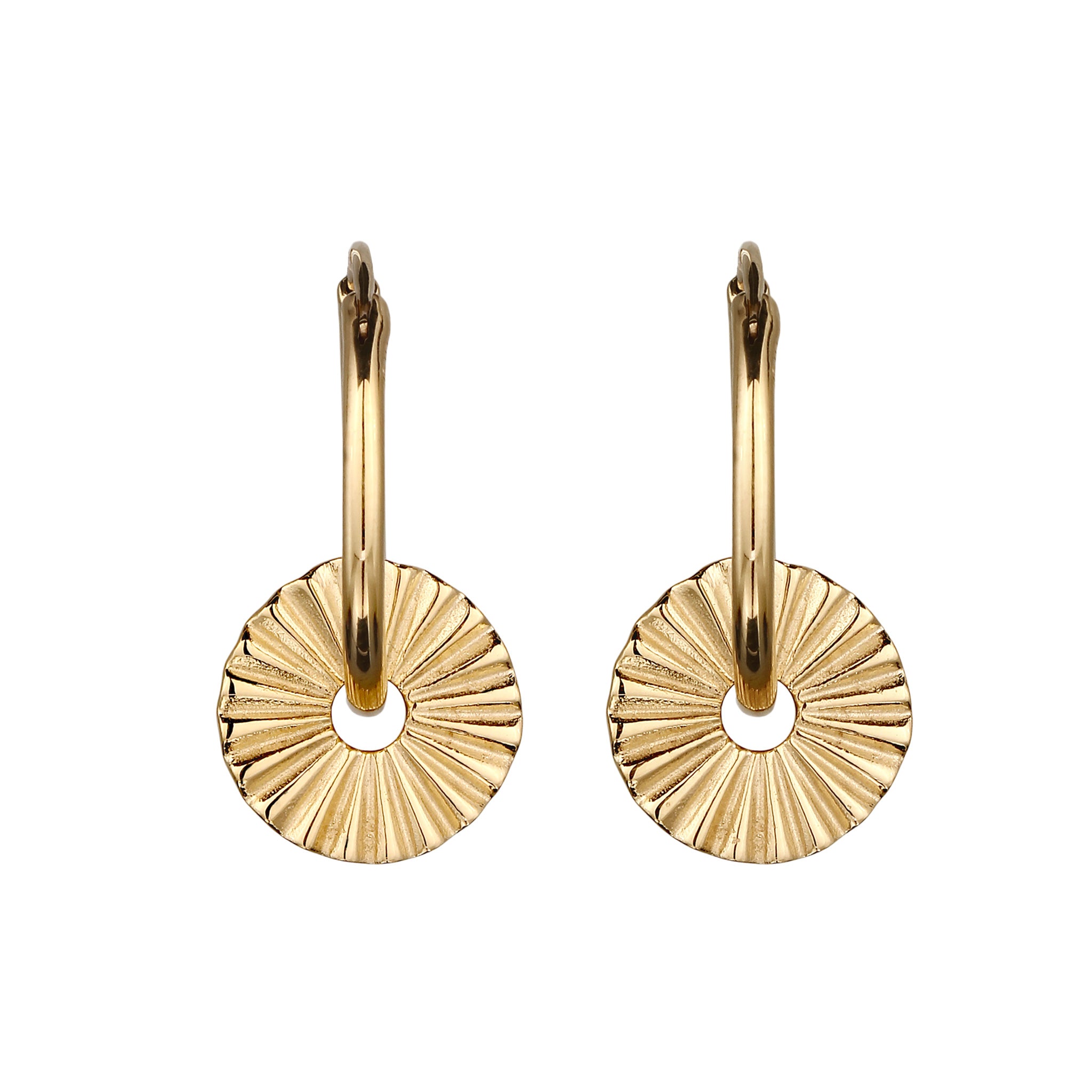 Gold - Elli | Creolen Sonne | 925 Sterling Silber vergoldet